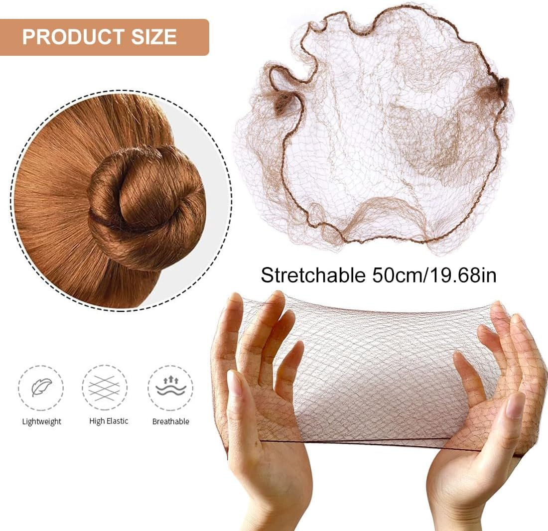 Pack of 40 Invisible Hair Nets, Fine Mesh Ballet Bun Hair Nets, Elastic Hair Nets for Nurse, Ballet Hair Bun Shaper, for Nurse, Dancer, Flight Attendant