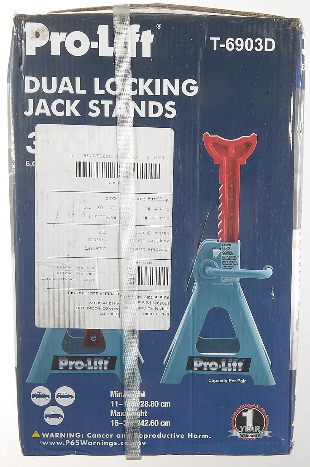 Pro-Lift T-6903D Double Pin Jack Stands - 3 Ton image number 6