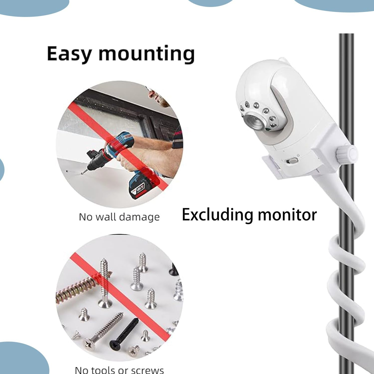 Roczential Baby Monitor Stand, 1 Pcs Baby Monitor Holder, Infant Monitor Mount Camera Shelf Compatible Withmost Other Monitors, Attaches to Crib Cot Shelves or Furniture (White) image number 4