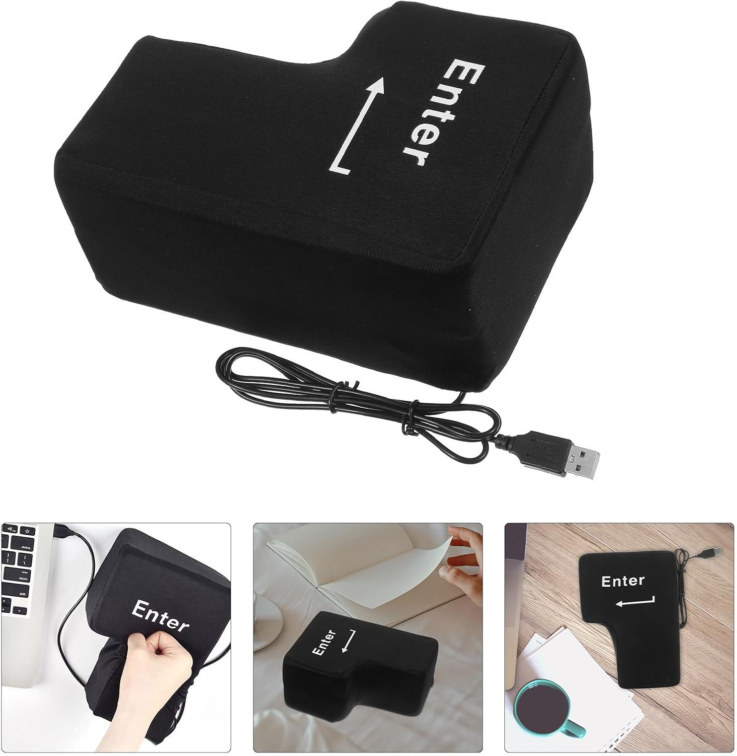 Big Enter Key USB Throw Pillow with Soft Sponge Core for Office Stress Relief and Desktop Use Suitable for Computers and Laptops Comfortable Nap Cushion for Work Breaks