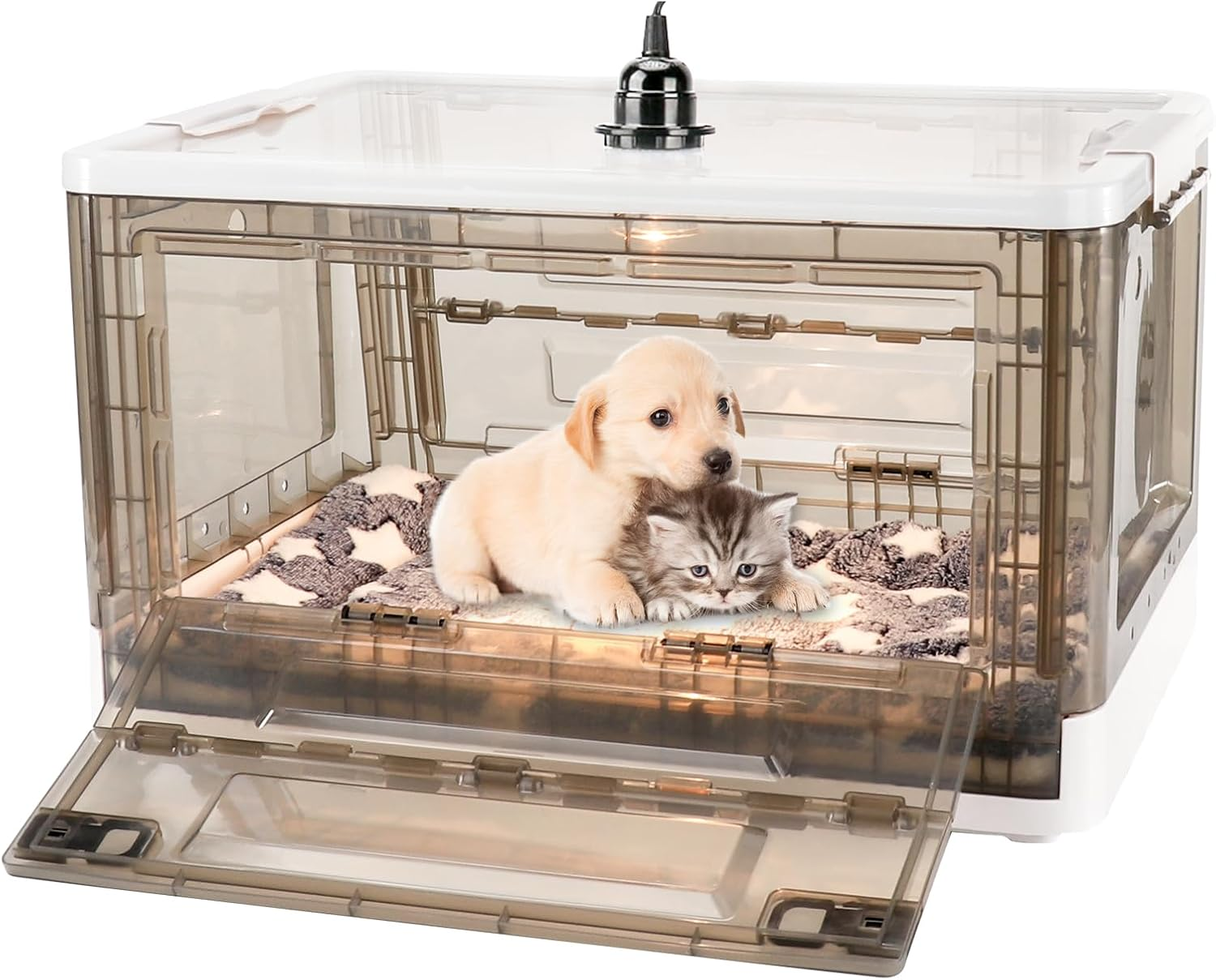 HKDQ Puppy Incubator with Heating - Kitten Incubator for Newborn Puppies and Kittens, Includes Puppy Bed Mat and Pet Feeding Bottle Kit (Medium)