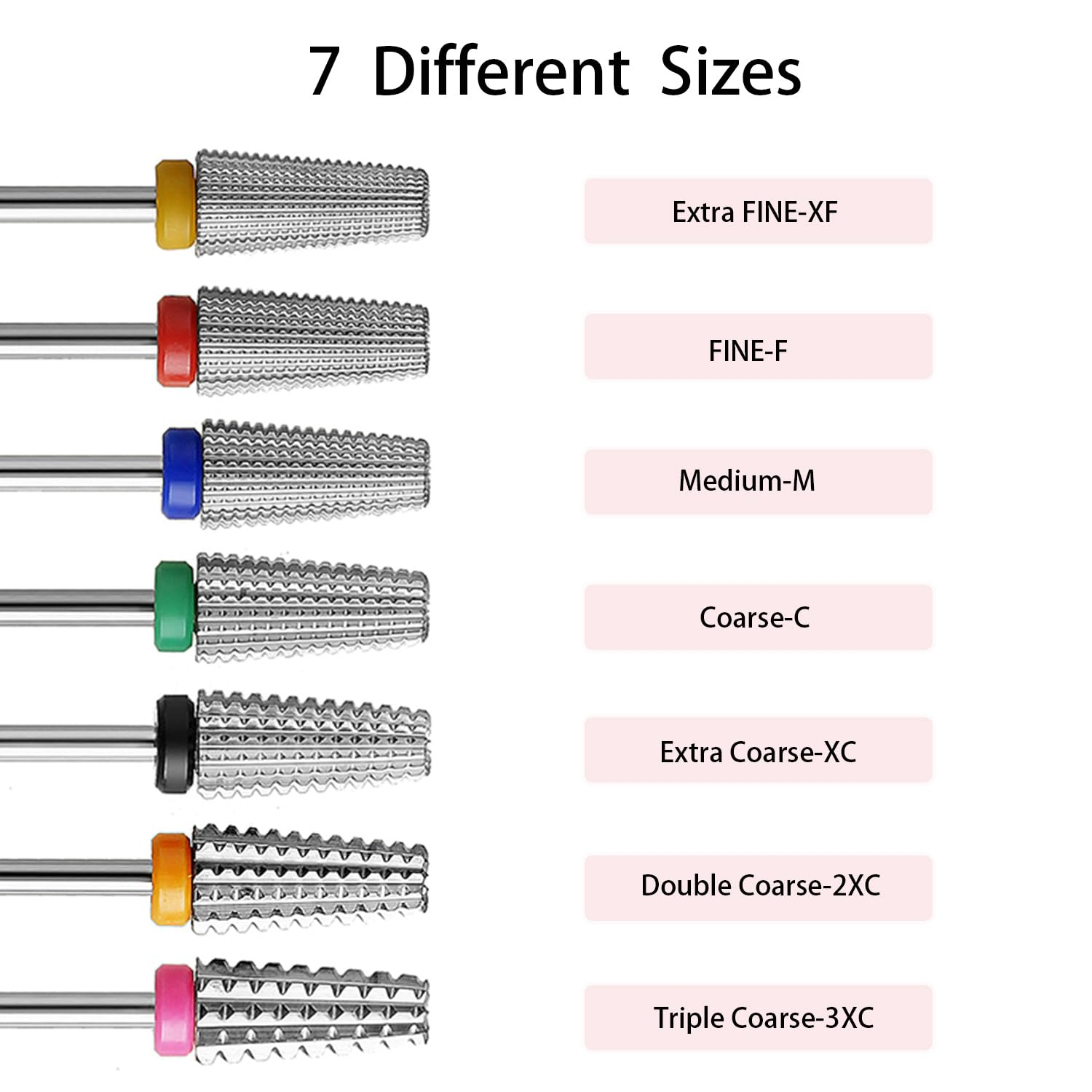 ERUIKA Nail Drill Bits 5 in 1 Carbide Rotary Bit 3/32" Shank Nail Cutter,Left and Right Handed Acrylic or Hard Gel Remover (F) image number 3
