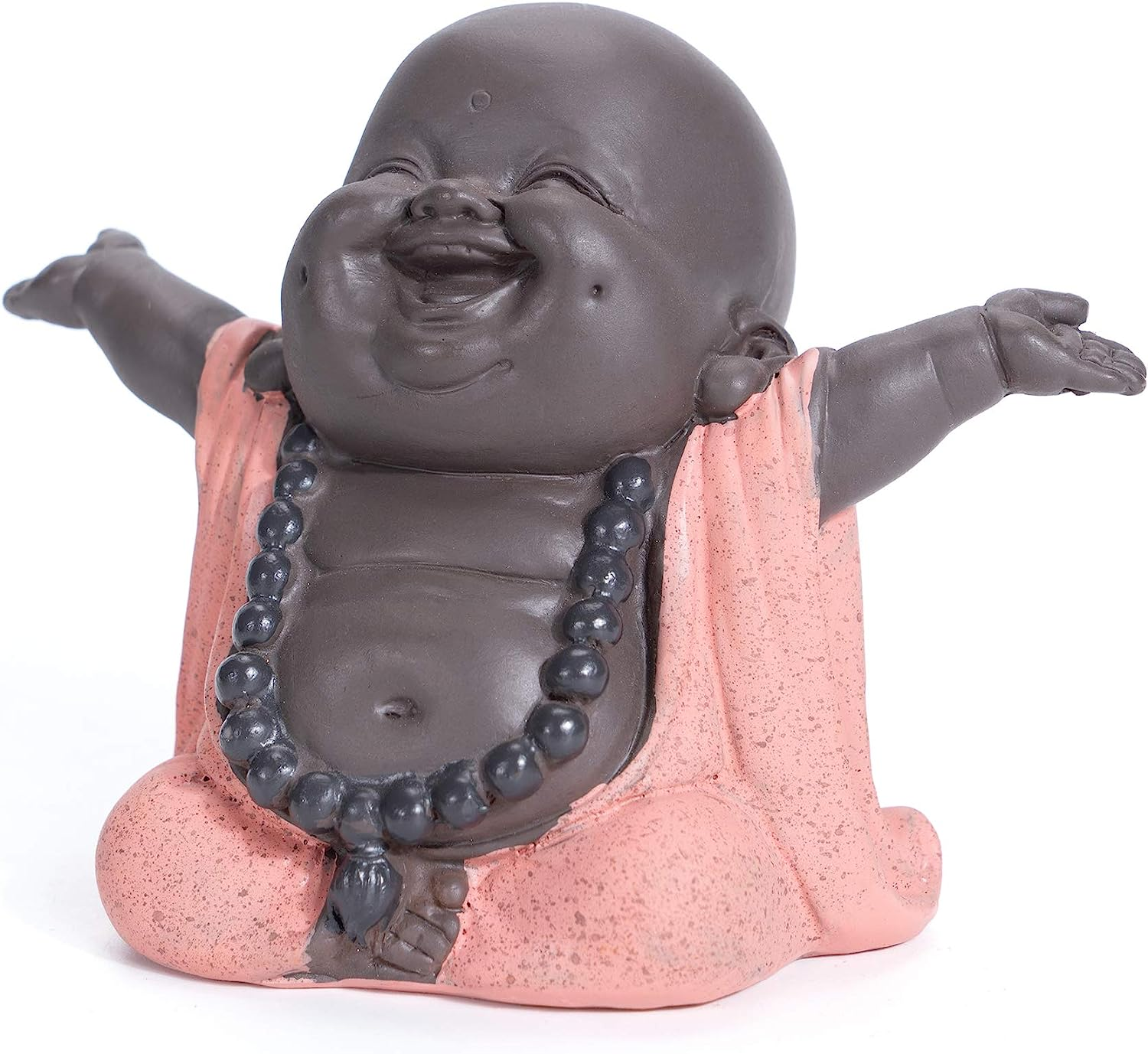 WGFKVAS Buddha Statue, Laughing Buddha Smiling Little Buddha Ceramic Buda Statue Little Monk Figurine, Baby Monk Figurine Cute Baby Buddha for Home Office Car Decors Gift Crafts and Arts (Red)