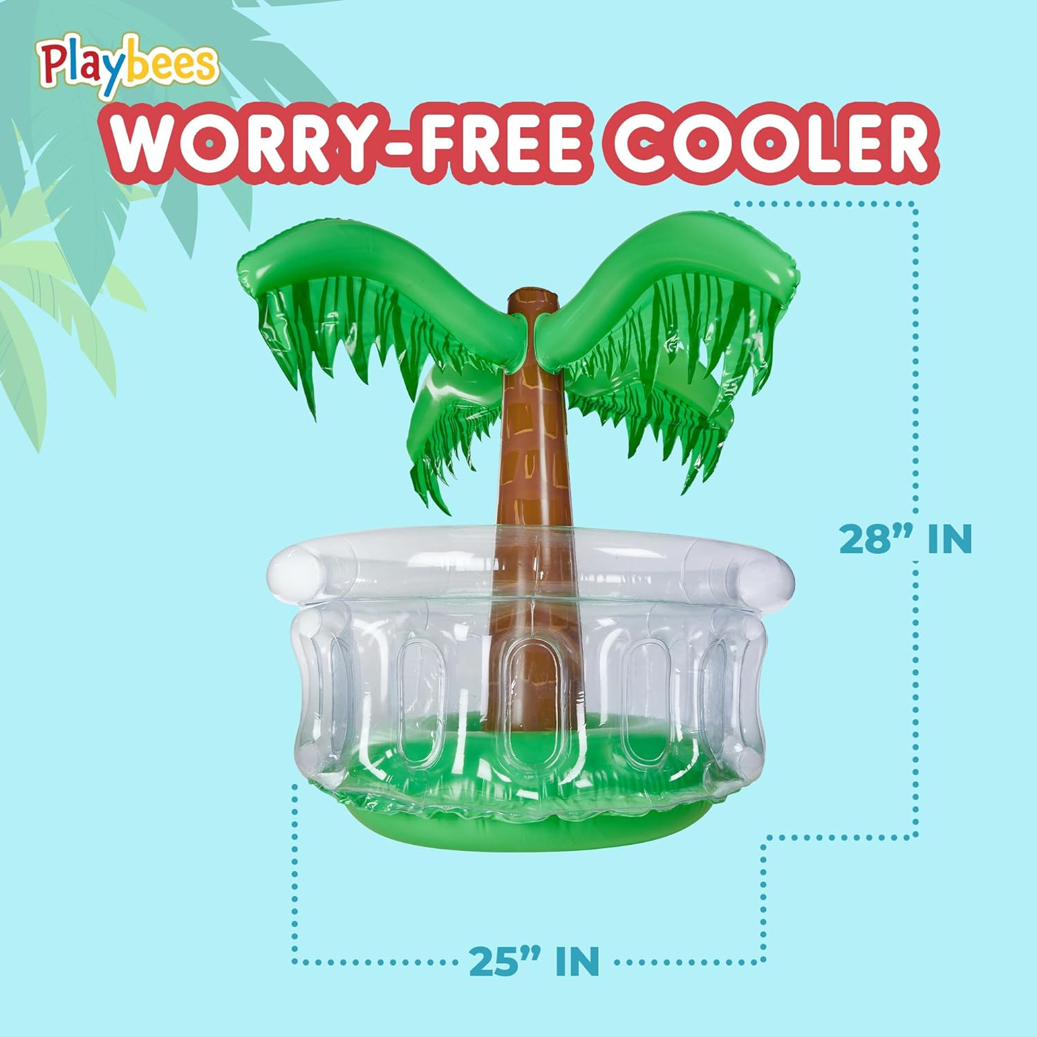 Playbees Inflatable Palm Tree Cooler 28" - Blow up Palm Tree Party Cooler, Luau Hawaiian Tropical Beach Theme, Summer Swimming Pool Party Decorations - Outdoor Party Supplies - Kids Adults Birthday image number 3