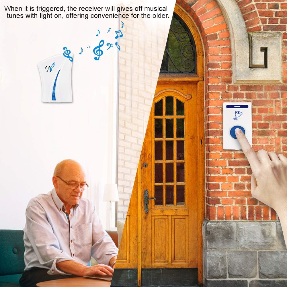 LED Wireless Chime Door Bell Doorbell with Wireles Remote Control 32 Tune Songs C1 100M Range Digital Doorbell Waterproof for Home Office Hotel