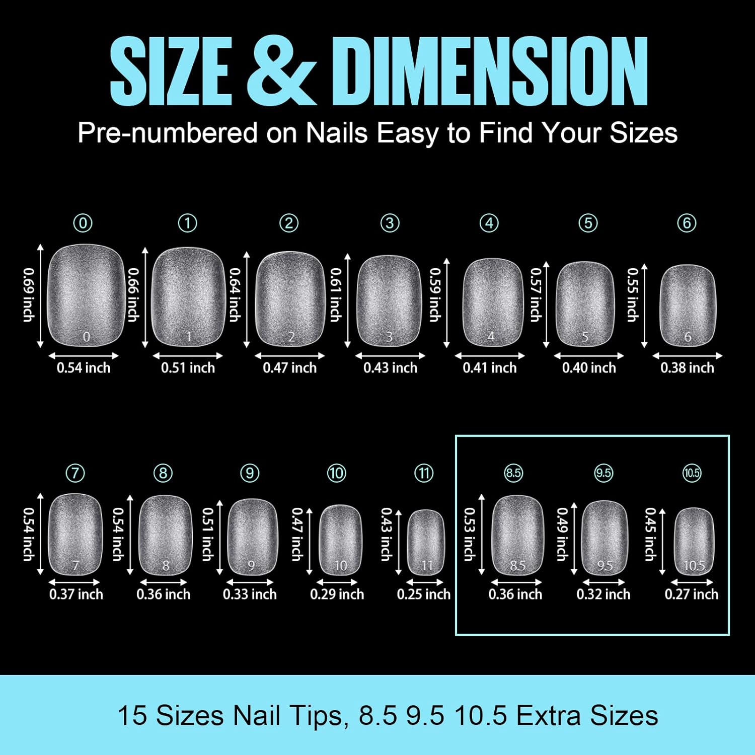 TOMICCA Extra Short Oval Nail Tips - 450Pcs Acrylic Nail Tips, 15 Sizes Fake Gel Tips, Double-Sided Matte Full Cover Gel Tips for Nail Extensions image number 4