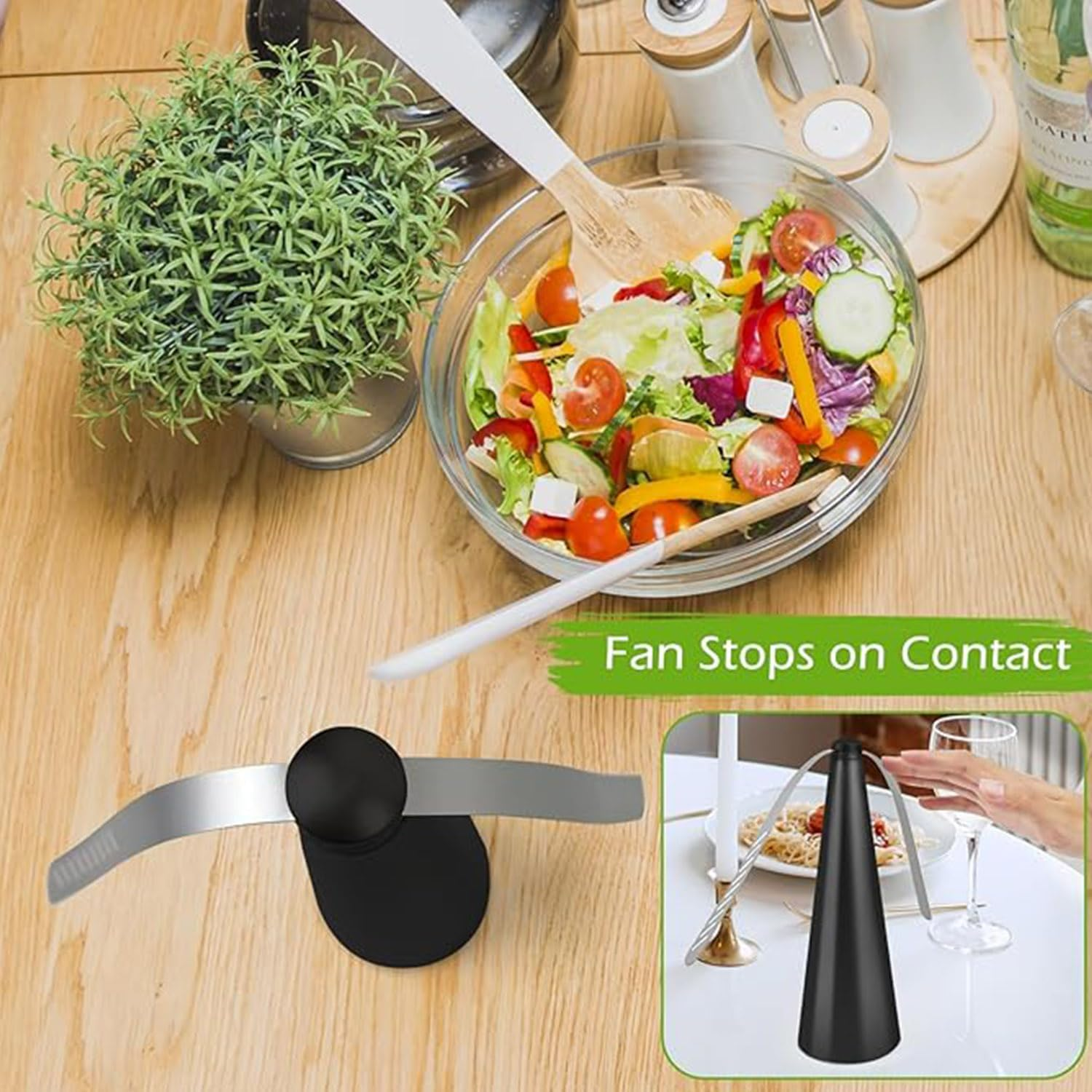 Roczential 3 Black Fly Repellent Fan Outdoor Indoor to Repel Flies, Mosquitoes in Party Kitchen Restaurant Barbecue and Picnic, Black - Black image number 3