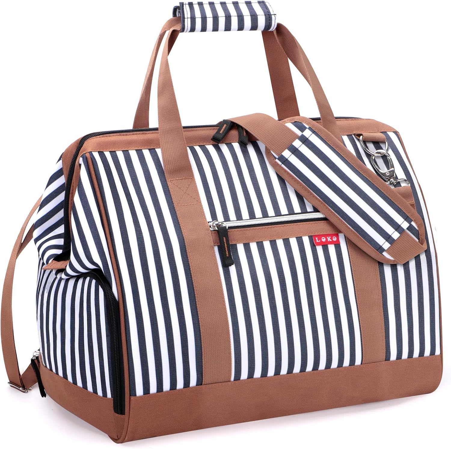 Lekesky Overnight Bag for Women Weekend Bag Holdall Bag Maternity Hospital Bag with Top Large Opening Travel Duffles Bag for Women, Blue Striped, A-Blue Striped, 33L, Travel Bag image number 2