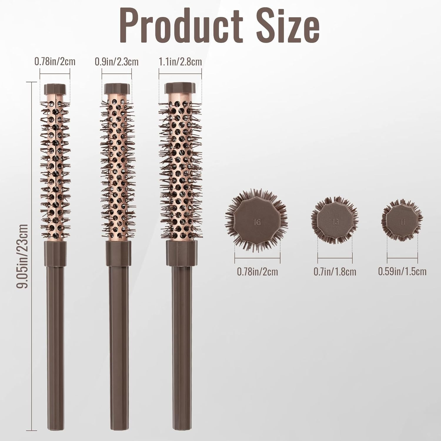 Small round Brush 3-Piece Set for Blow Drying Hair-Volumizing Blow Dryer Brush for Women & Men,Soft Cushion for Short Hair,Bangs,Roots,Curling & Straightening (Small) image number 4