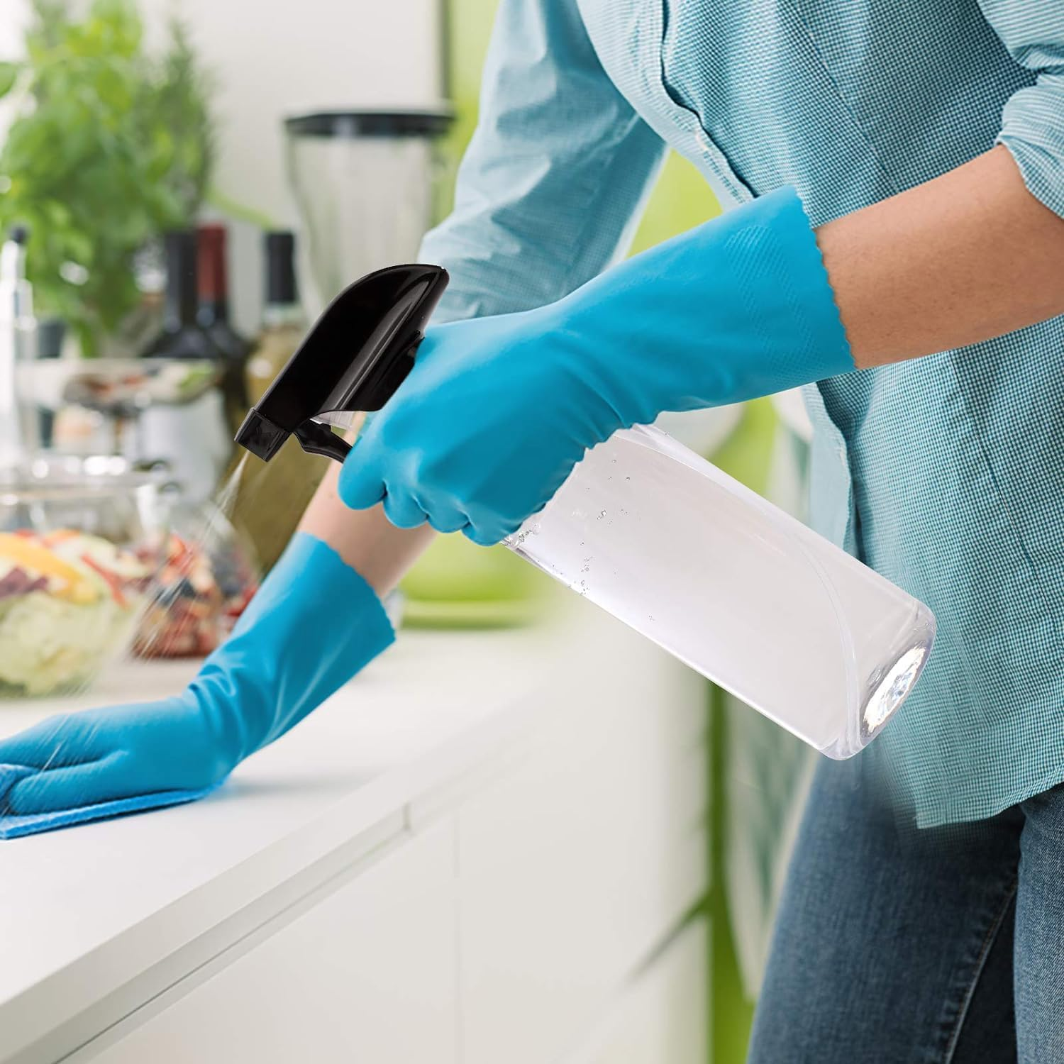 4 Pack 16Oz Plastic Spray Bottle, Empty Spray Bottles Clear and Refillable Container with Labels & Adjustable Nozzle for Water, Essential Oils, Hair, Cleaning Products, Plants, Pet, BBQ image number 1