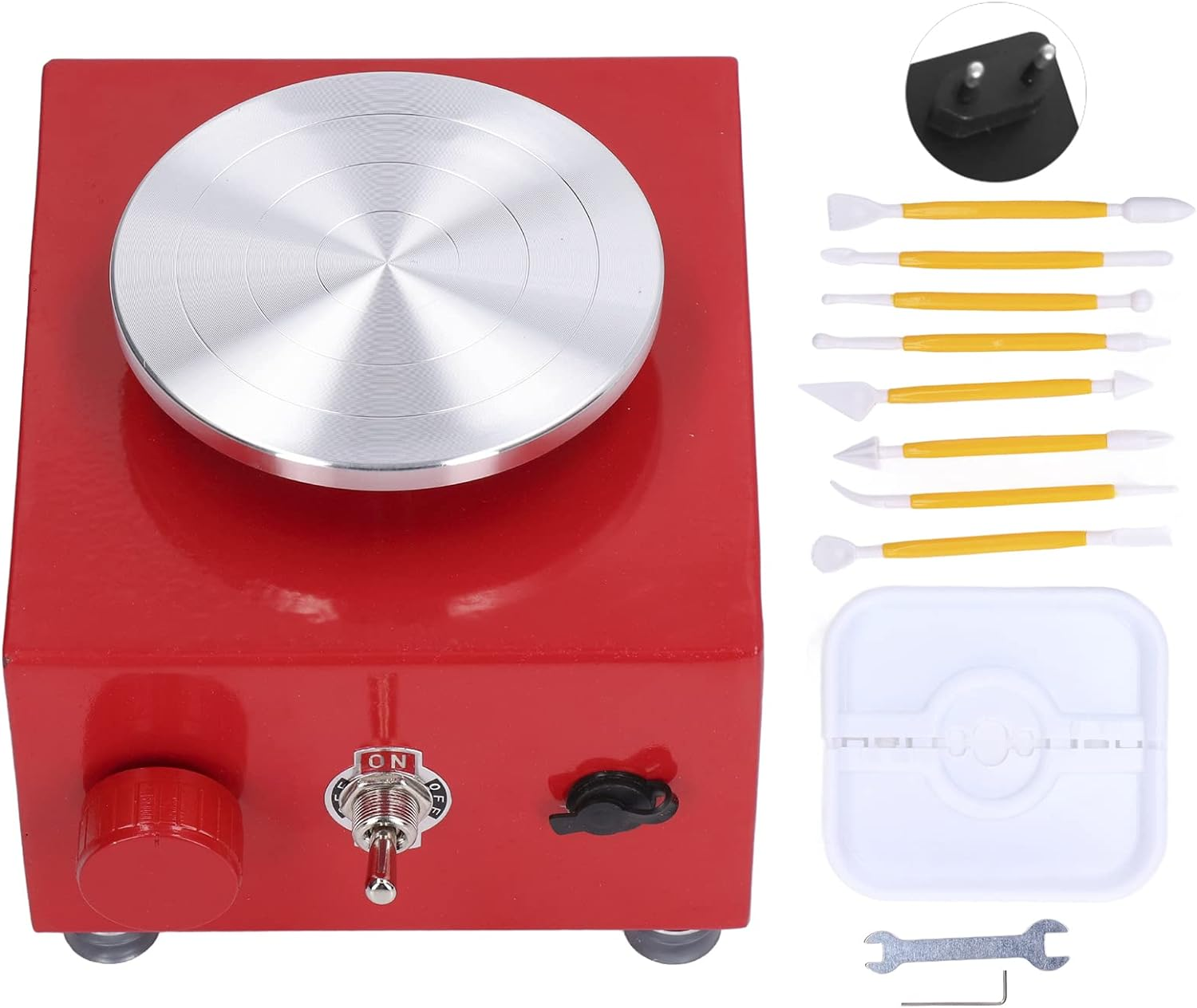 Kids Mini Electric Pottery Wheel Machine, 10Cm Adjustable Speed Stable Rotation Low Noise Safe Compact Space Saving Easy Operate Mini Pottery Wheel with Clay Tools for Home Use