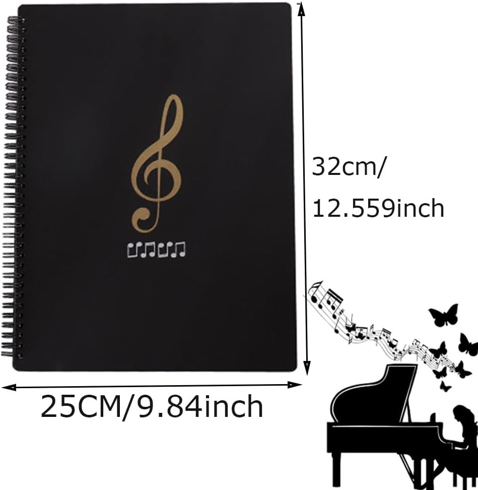 Armastuse Sheet Music Folder,50 Pages Capacity, Sheet Music Binder, Spiral Binder Organizer for Sheet Music Storage (Black) image number 3