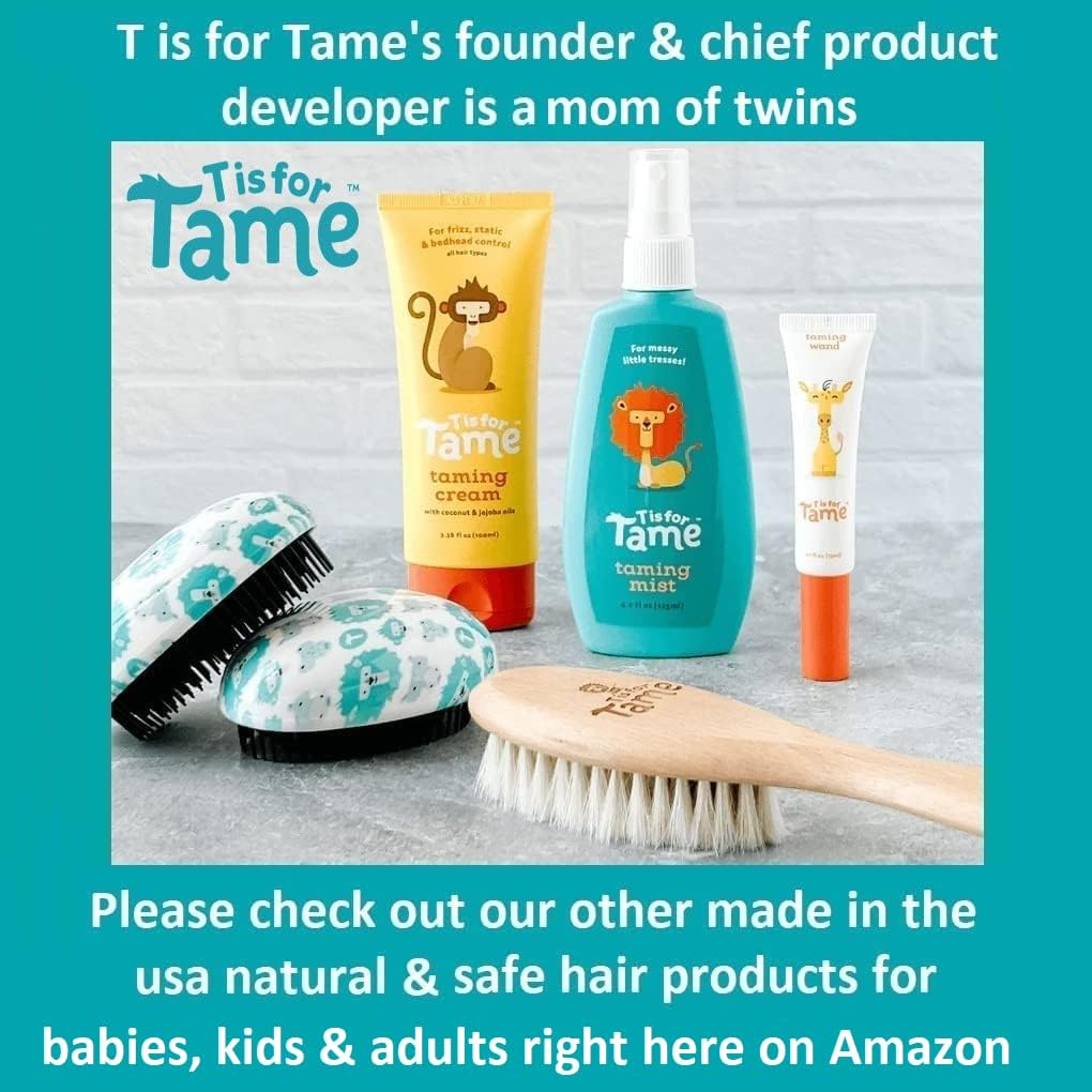 T Is for Tame Kids Hair Detangling Spray & Detangler Brush - Ideal Toddler Hairbrush, Smoothing Spray for Frizz Control, Flyaway - Detangling Brush for Curly, Thick, Fine Hair