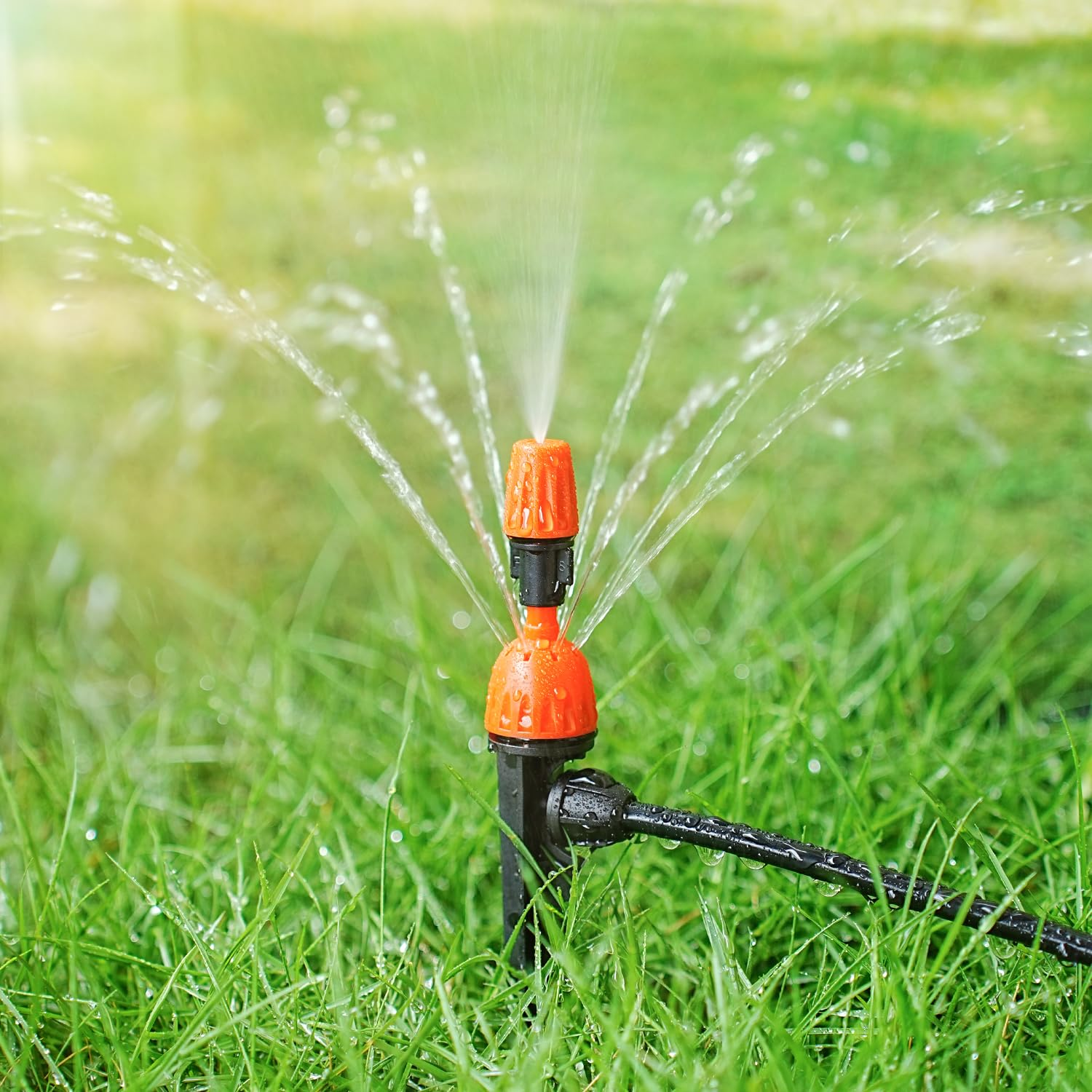 2 in 1 Drip Irrigation Emitters and Atomizing Nozzle for 1/4" Drip Irrigation Tubing, 25 Pcs Adjustable 360 Degree Water Flow Drippers Sprinklers Fittings for Garden Watering System image number 3