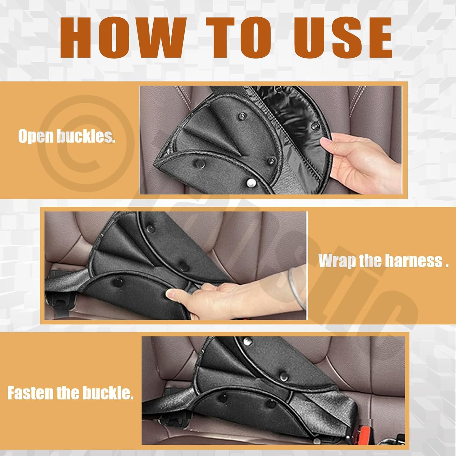 Tanstic 2Pcs Black Seat Belt Adjuster, Car Safety Cover Strap Adjuster Pad Harness, Safety Strap Triangle Positioner Car Seat Strap Pads, Neck Pillow Adjuster for Shoulder Neck image number 1