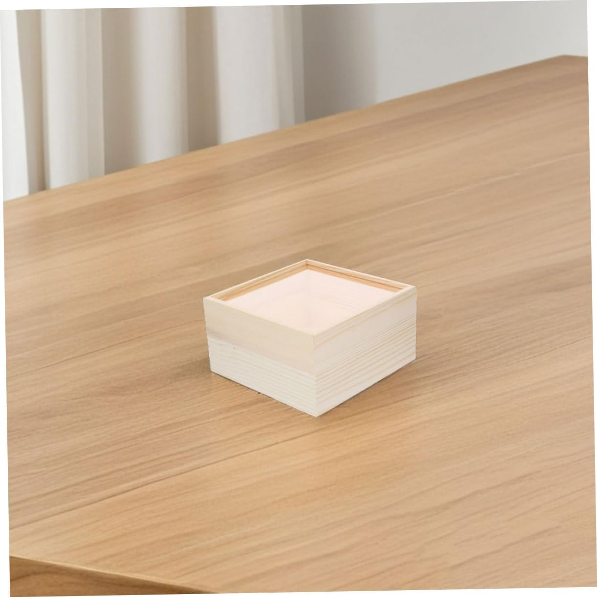 Amosfun 2Pcs Acrylic Storage Box Sliding Lid Unfinished Wooden Box Small Keepsake Storage Container for Crafts and Stationery Organiser image number 6