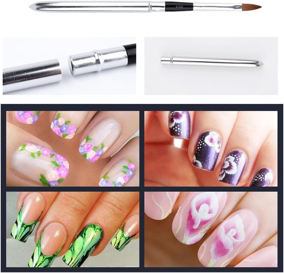 WOKOTO 6Pcs/Set Nail Brushes Silver Metal Handle Nail Art Builder Crystal Carve Brush Design for 3D Pattern Design Nail Art Brushes Detachable Set image number 2