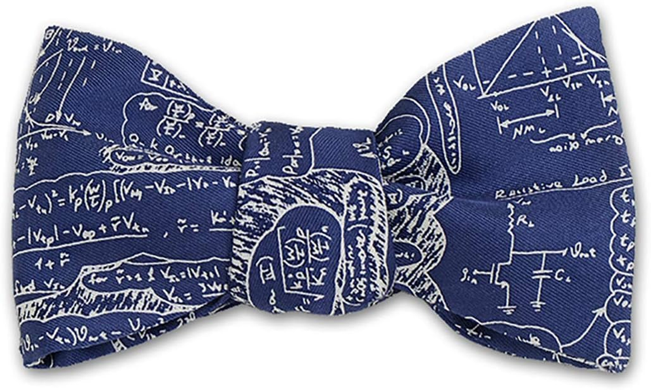 Josh Bach Mens Scientific Formulas Self Tie Silk Bow Tie in Blue Made in USA image number 1
