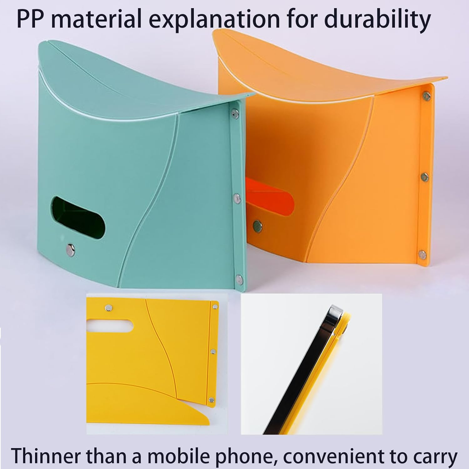 2Pcs Card Folding Stool，Portable Outdoor Travel Stool and Hand Carry Basket, Portable Folding Compact Stool Seat for Camping, Fishing, Gardening, Outdoor, Travel and Beach,With Tote Bag,Barbecue image number 1