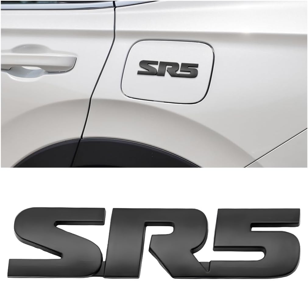 Wevdn 2PCS SR5 Metal Emblem, Premium 3D Classic SR5 Nameplate Logo Engine Badge Sticker, Universal SR5 Letters Metal Decal for Vehicle Side Fender Trunk Tailgate, Car Accessories (Black)