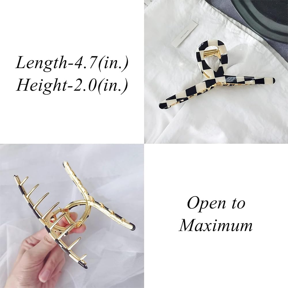 Big Hair Claw Clip - Lattice Design Acetate Claw, Girl Metal Hair Clip, Perfect Big Hair Accessories for Long Thick Hair image number 1