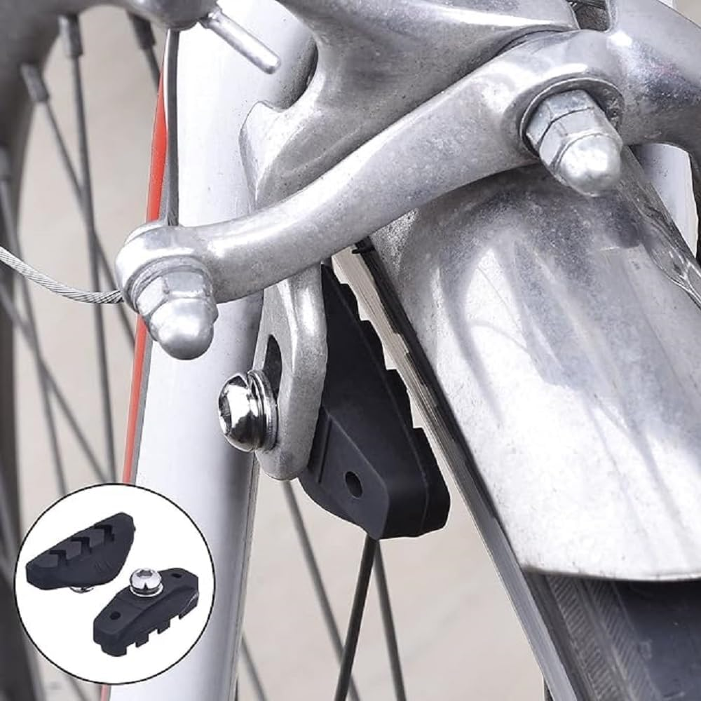 2 Pairs Premium Bike Brake Pads, Professional Caliper Brake Pads for Road Bicycle, Bike Brake Blocks of 50Mm, Road Brake Pads C Shaped Pads for Mountain Bike, Come with Allen Wrench image number 2