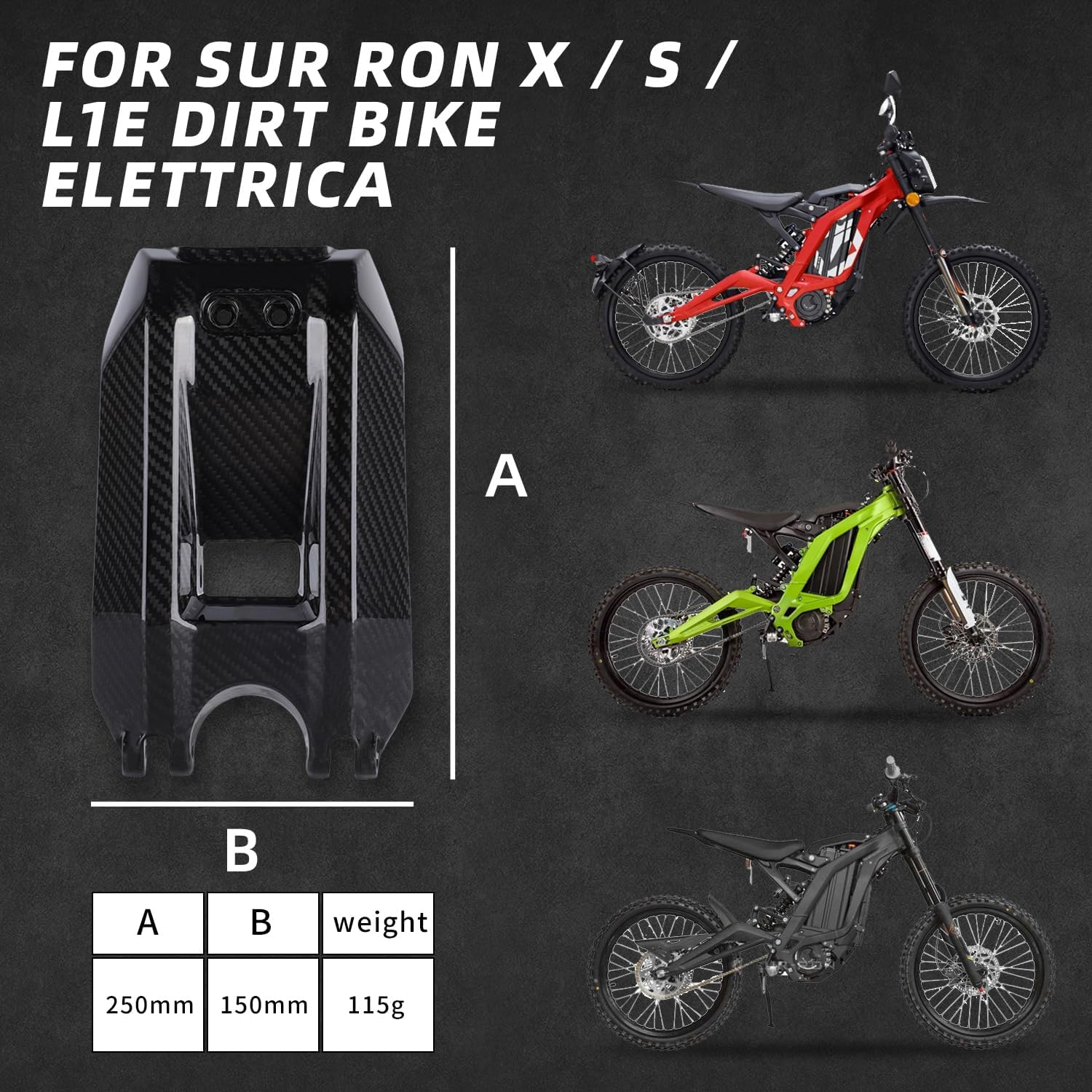 Surron Battery Cover, Genuine Carbon Fiber Motorcycle Battery Cover, Trim, Battery Protector for Sur Ron Surron X/S/L1E Electric Dirt Bike