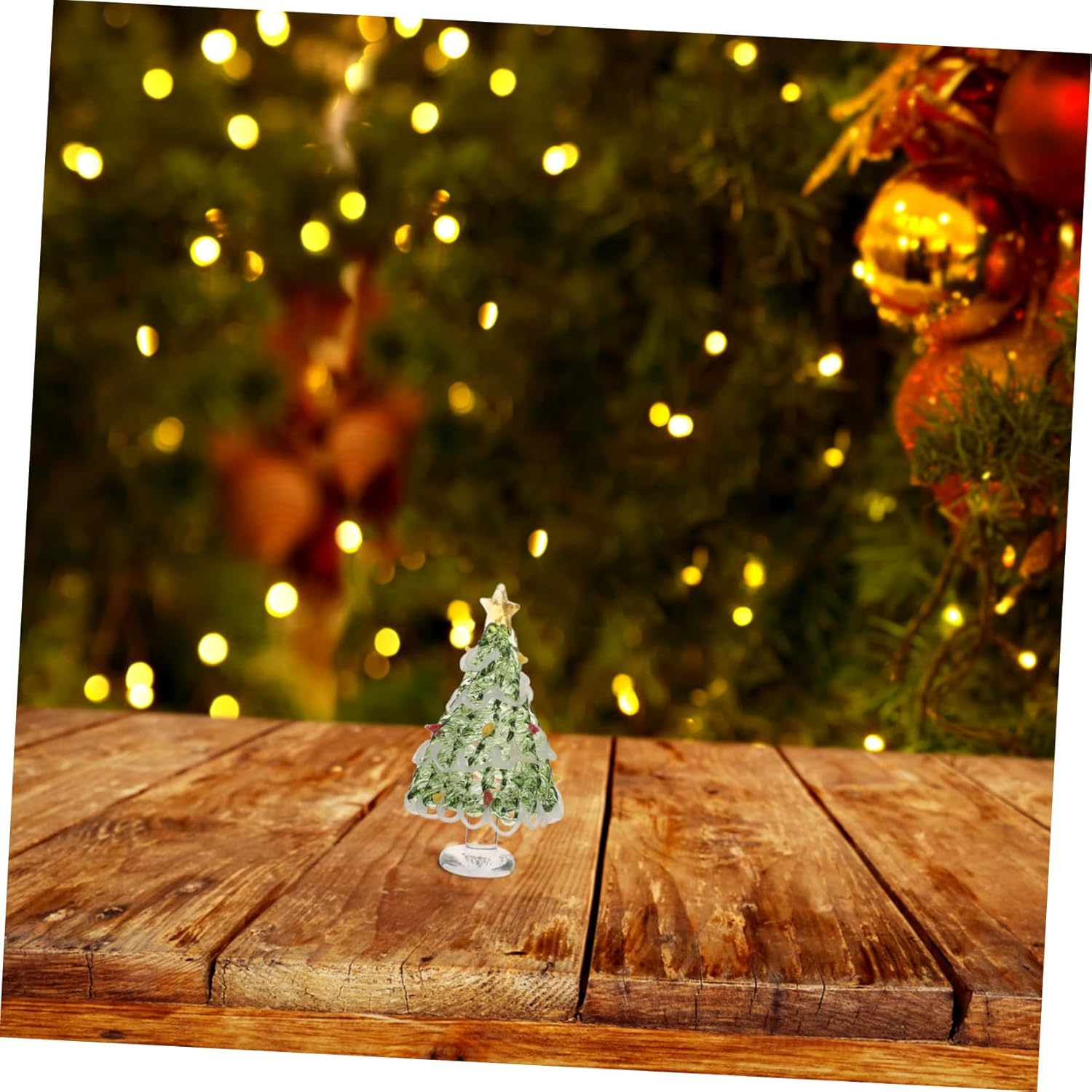 Crystal Christmas Tree Small Glass Xmas Tree Ornament Tabletop Decoration for Christmas Party Dining Table