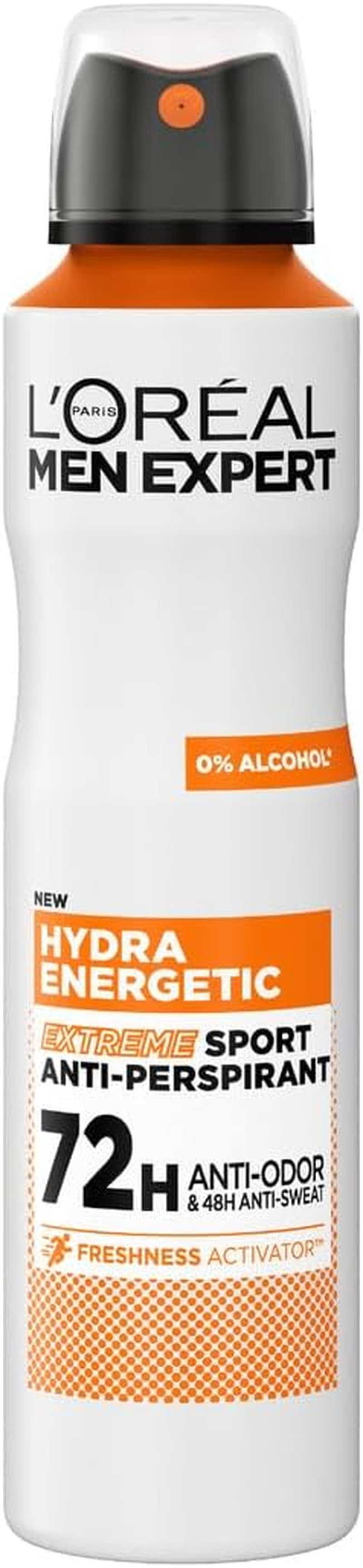 L'Oreal Paris Men Expert Hydra Energetic Extreme Sport, 72H Anti-Odor & 48 Anti-Sweat, 0% Alcohol, Anti-Perspirant Deodorant, 250Ml image number 1