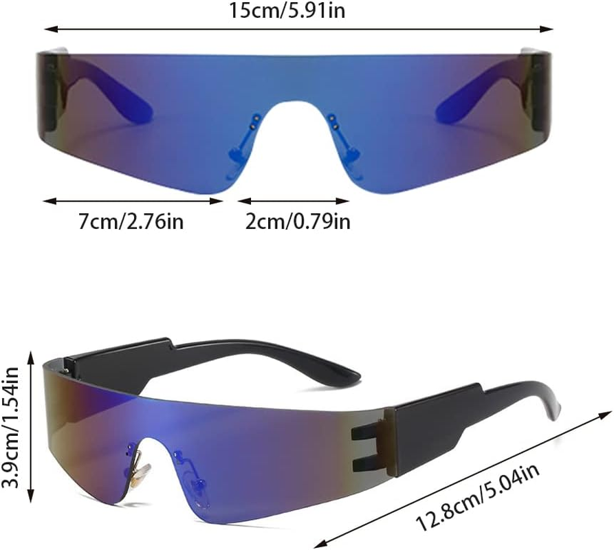 Futuristic Sunglasses, Pack of 2 Futuristic Mirrored Sunglasses, Futuristic Glasses, Sunglasses, Funny Space Glasses, Party Glasses, Fun Glasses, Cosplay Costume Accessories image number 2