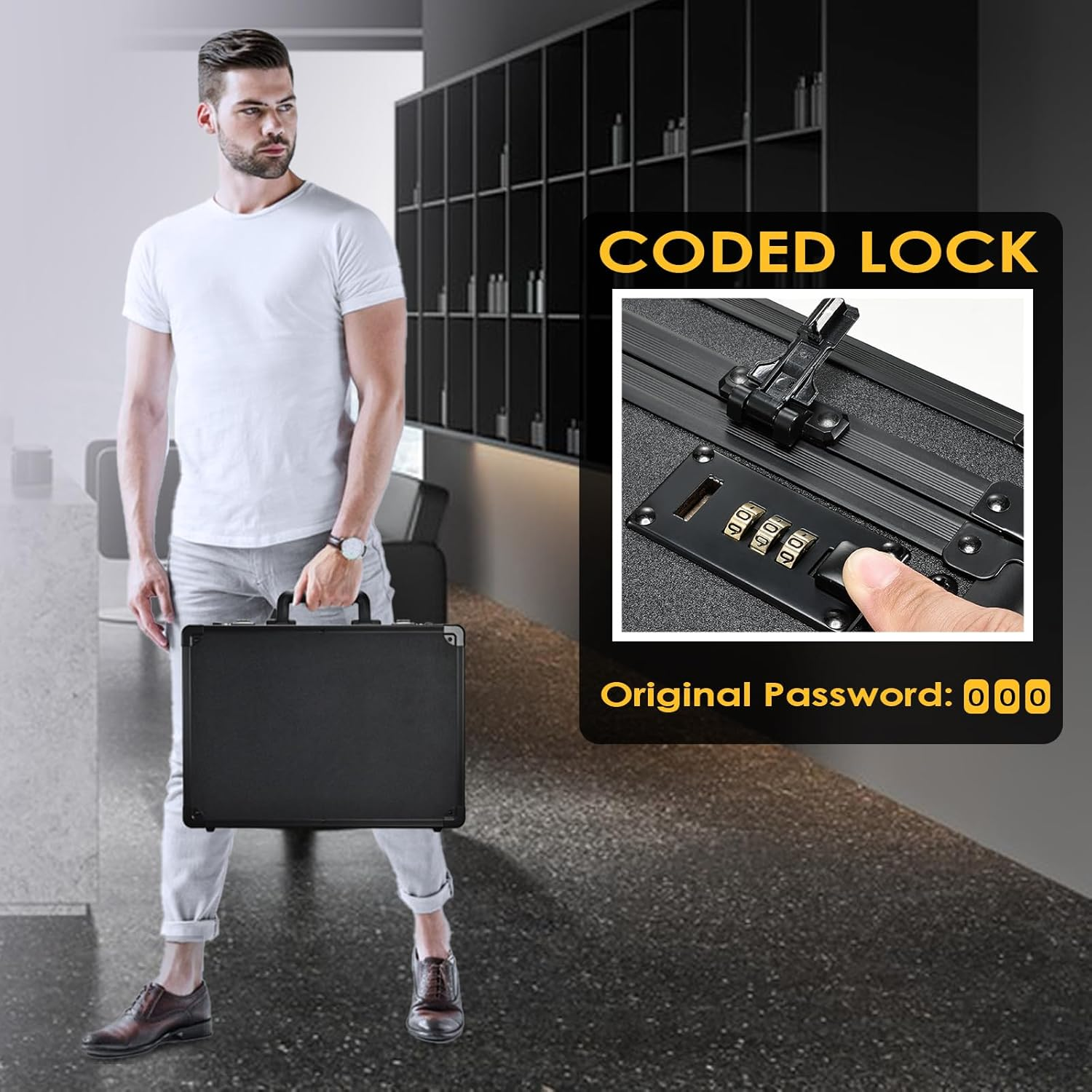 Yueieoun Barber Case with Clippers Sliding Tray, Profesional Barbers Briefcase Tool Case, Barber Cases for Clippers and Supplies, Hair Scissors Trimmer Organizer, Salon Grooming Hard Travel Suitcase image number 5