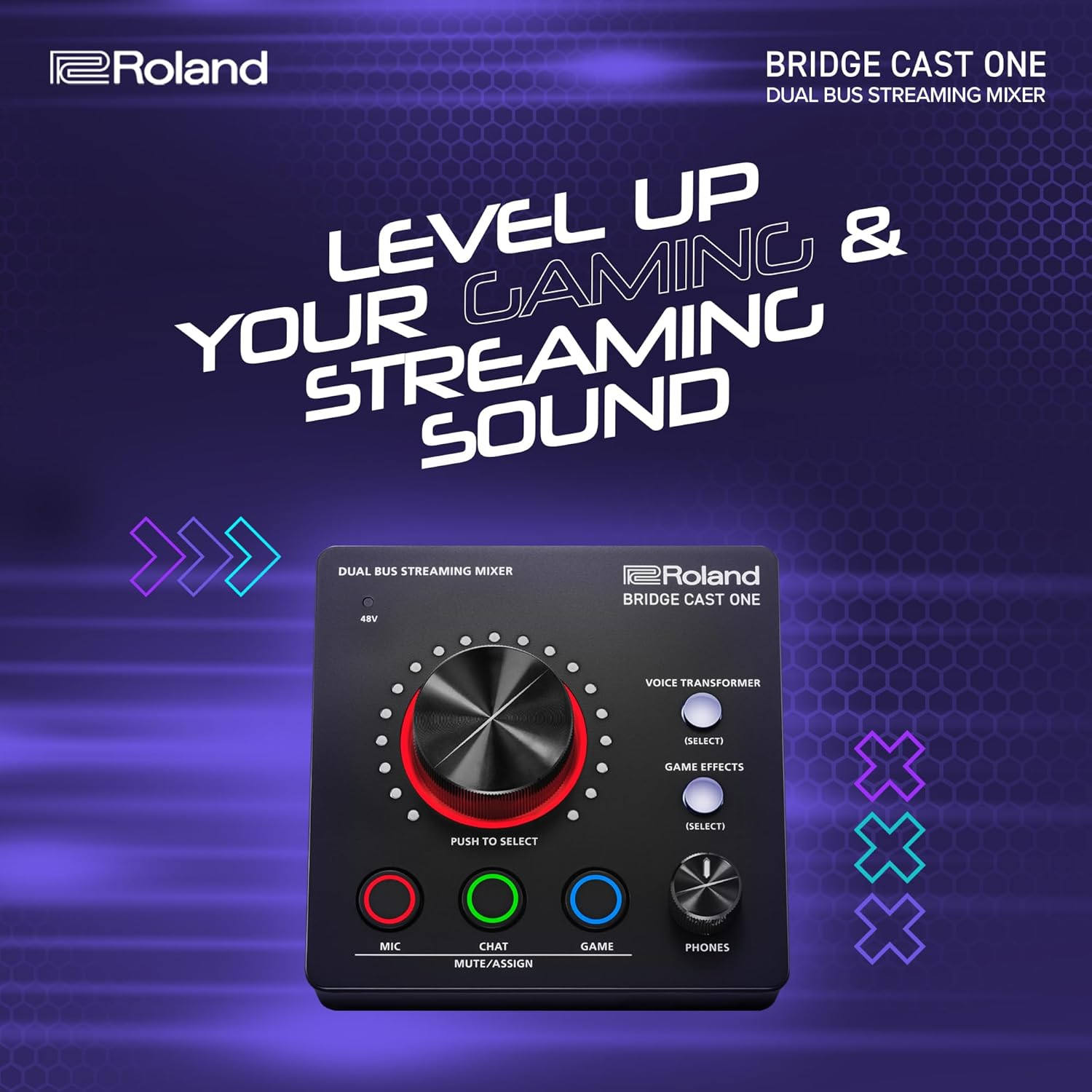 Roland BRIDGE CAST ONE Dual Bus Streaming Mixer | Compact Audio Streaming Mixer | for Online Gamers & Content Creators | 32-Bit Hardware DSP | USB-C Windows and Mac Connectivity | XLR Mic Support image number 2
