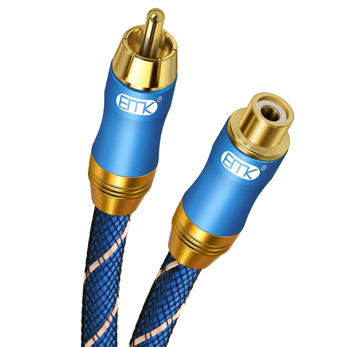 EMK RCA Extension Cable, Coaxial Audio Cable Male to Female Gold Plated Rca/Phono Subwoofer Stereo Cables for Hi-Fi Home Theater, TV, Amplifier, Speaker (3Ft/1M, Blue) image number 3