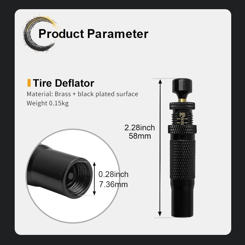 Automatic Tire Deflators Kit, 10-30 PSI / 0.7-2.1BAR Switchable Tire Deflation Tool with 5 Valve Caps, Auto Stop Tire Air Deflator Valve Kit for Motorcycle, Car, Truck, SUV, RV, UTV image number 3