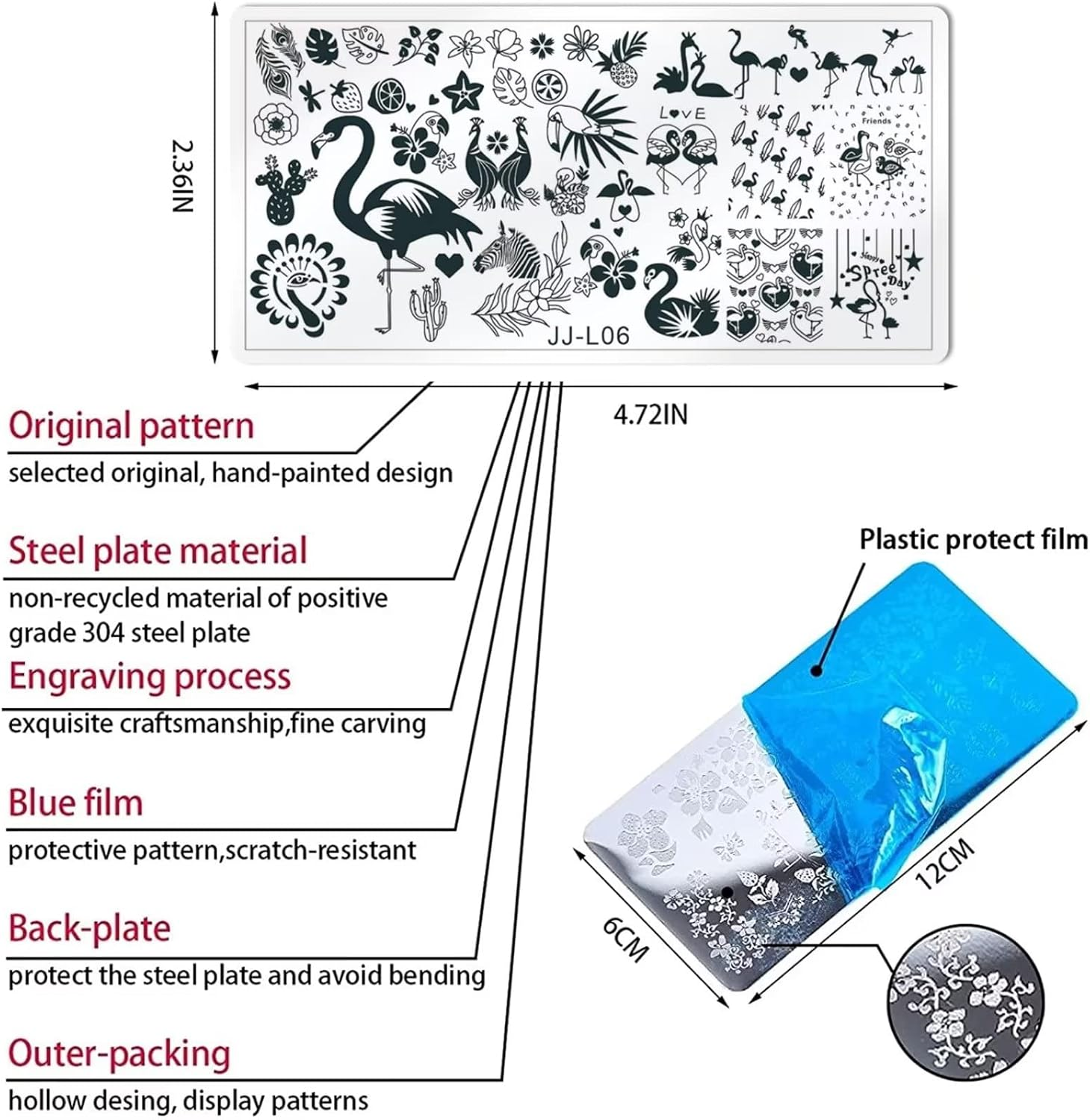 RUNRAYAY Halloween Nail Stamp Plate, Scare Theme Nails Art Stamping Stencils, Nail Plate Template Image Stainless Steel Nail Art Tools Series image number 1