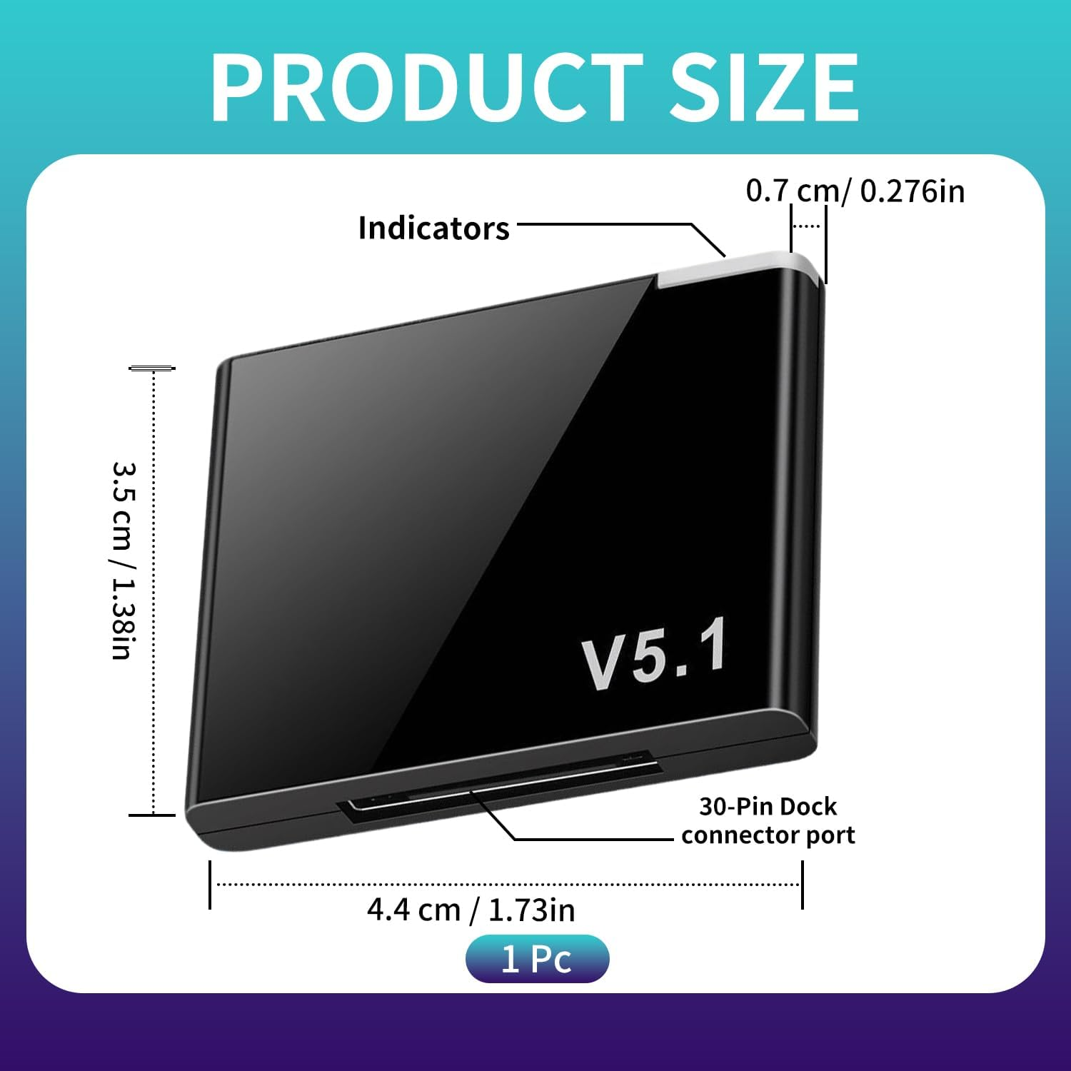 Verazquy 30 Pin Bluetooth 5.1 Adapter Receiver, Wireless Audio Receiver for Ipod Music Docking Station Hi-Fi Stereo Home Speakers Compatible with Bose Sounddock and Other 30 Pin Speakers image number 5