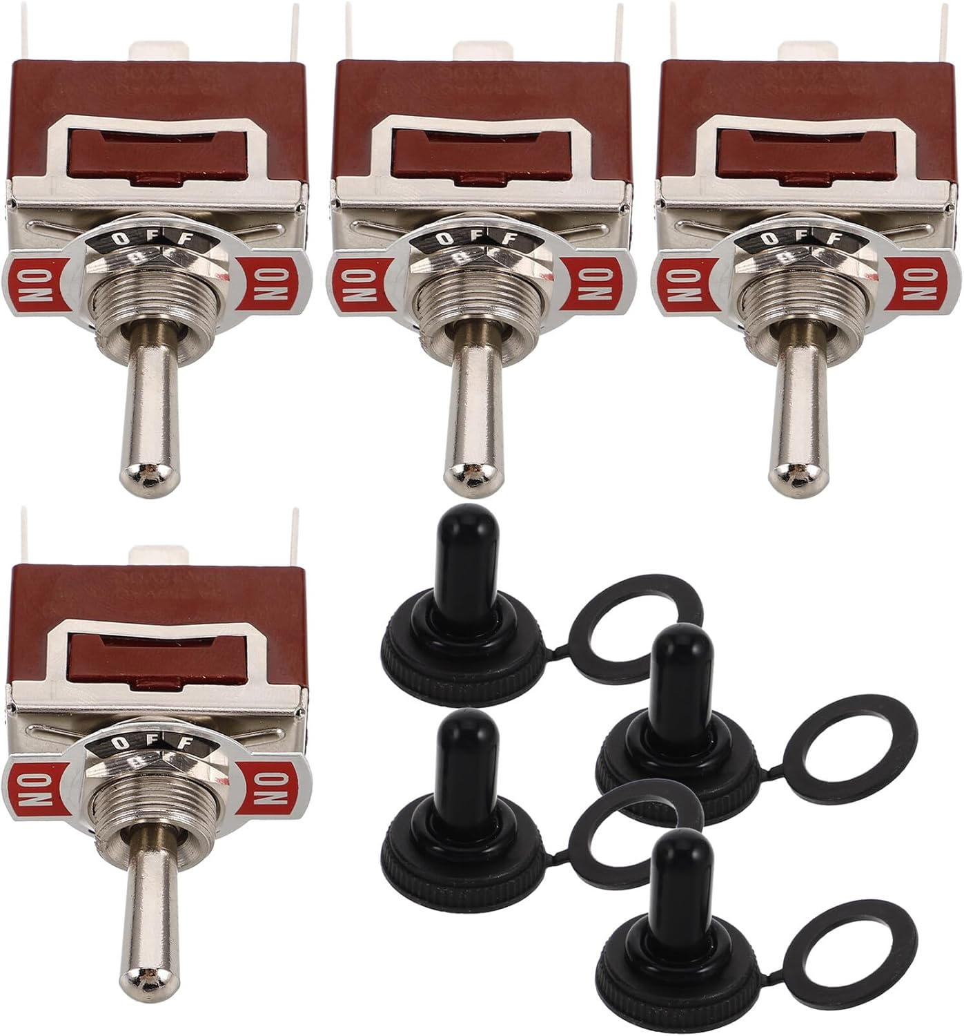 Abaodam 4 Sets 3-Pin Automotive Momentary Toggle Switches with Waterproof Caps, 3-Way On-Off-On Rocker Marine Switch Replacement for Cars and Boats Accessories image number 5