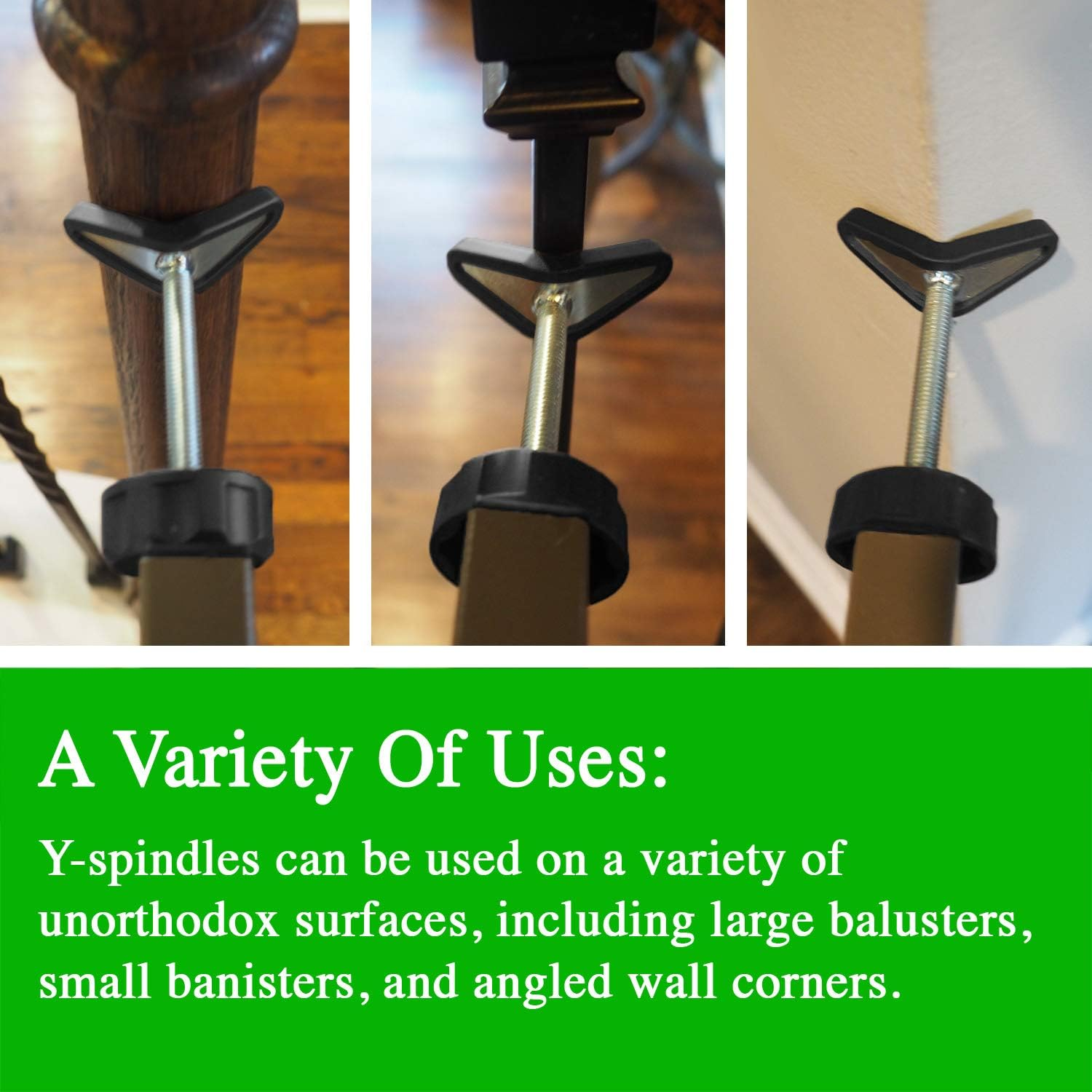 Extra Long Stair Banister Adapter Y-Spindle Rods 2 Pack for Pressure Mounted Baby and Pet Safety Gates (8Mm, Black) image number 3