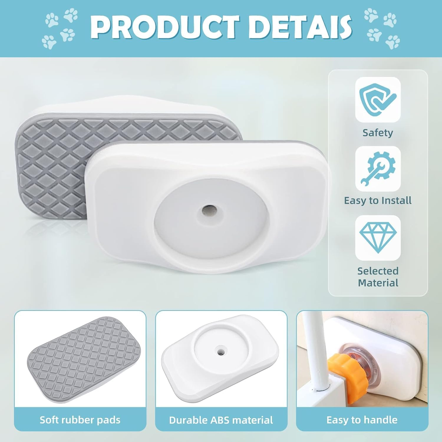 JIUDONE 4 Pack Baby Gate Wall Protector,Wall Saver Stair Gate Wall Protector for Baby Gate Extension Stair Gate Extension Baby Gate Wall Protector for Protecting Babies & Pets Safety - Rounded Corners image number 6