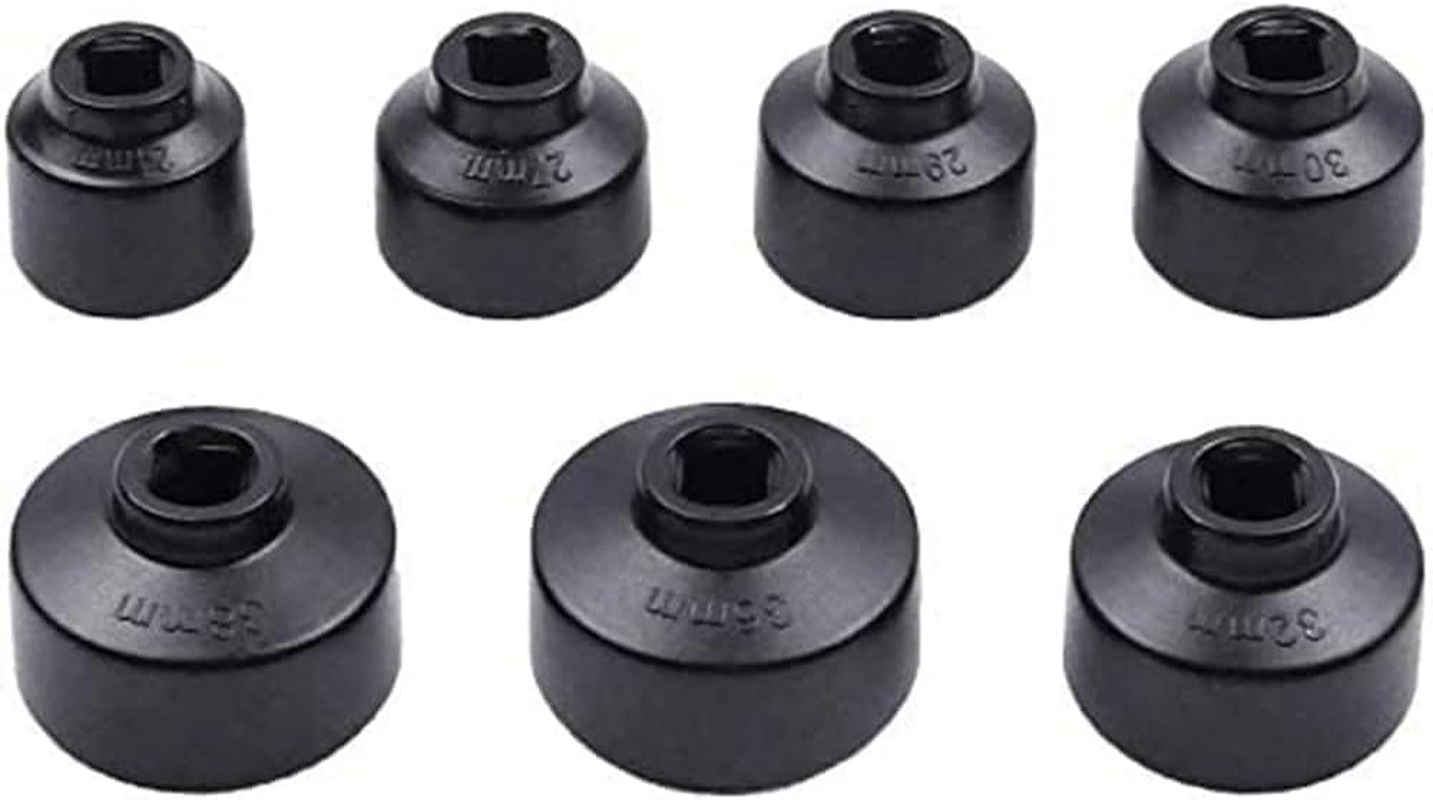 7PCS Oil Filter Cap Wrench Tool Kit, 3/8" Drive Metric 24Mm,27Mm,29Mm,30Mm,32Mm,36Mm,38Mm Socket Set for Toyota VW BMW Mercedes with Case
