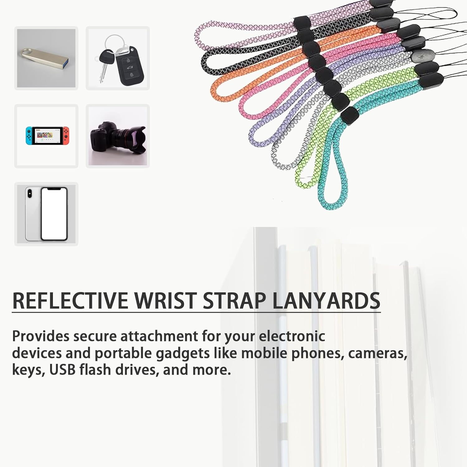 ONBPIY 8 Pack Colorful Wrist Straps Mobile Phone Lanyard Adjustable for Camera Keys USB Drive image number 3