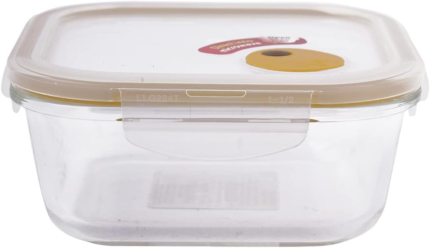 Lock & Lock Purely Better Glass Food Storage Container with Steam Vent Lid, Square-25 Oz, Clear image number 5