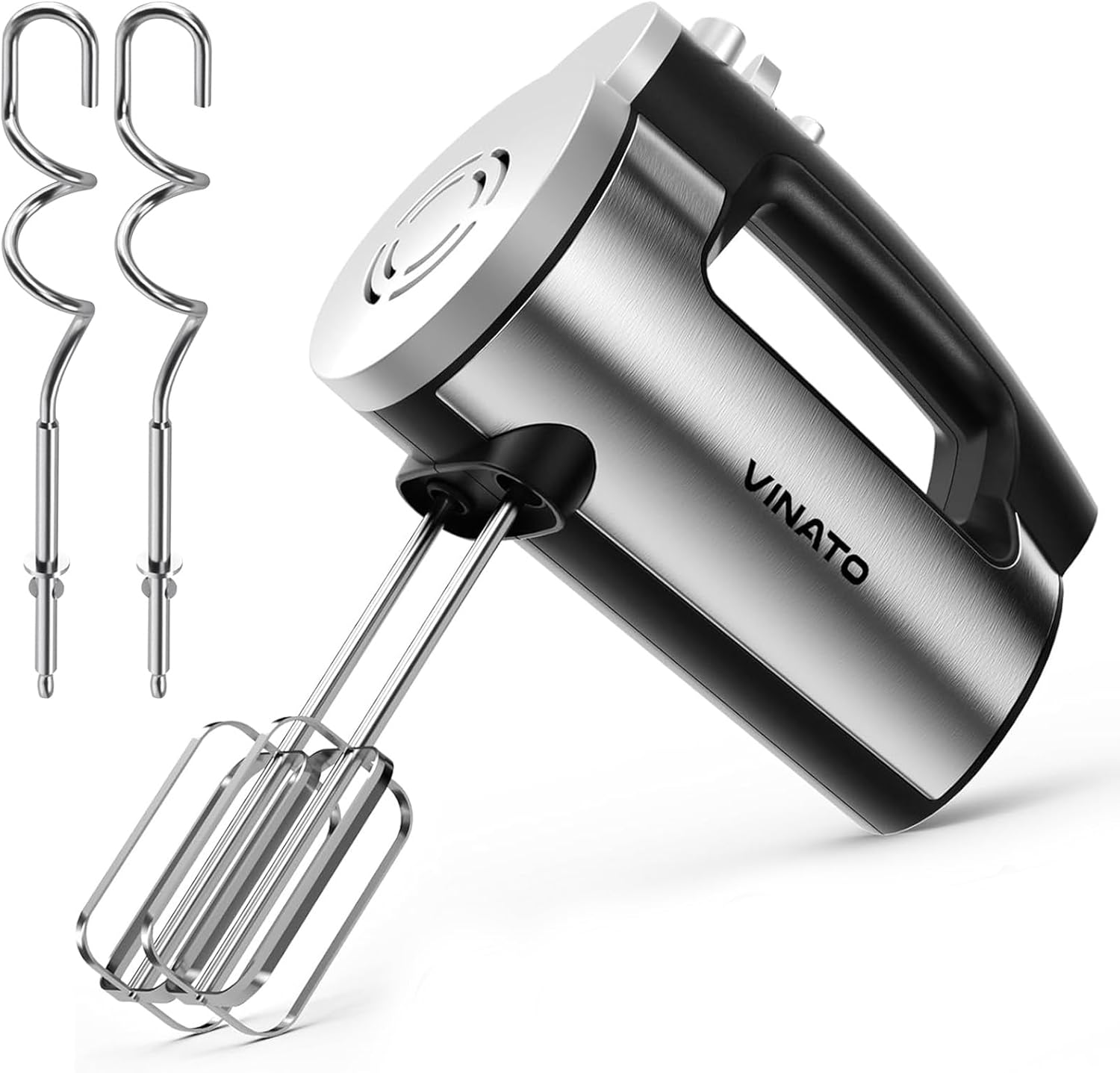 VINATO Electric Mixer, 300W Hand Mixer with 6 Speed, 2 Whisks and 2 Stainless Steel Kneader Hooks for Dough, Eggs, Cakes, Cream image number 3
