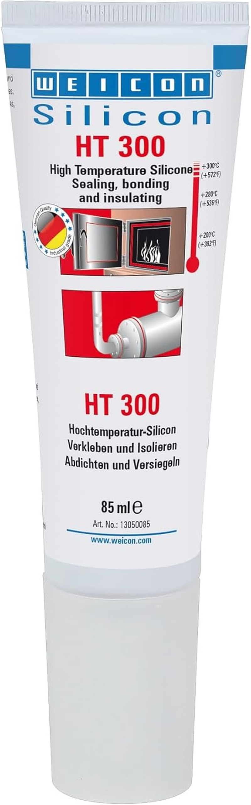 WEICON Silicon HT 300 85 Ml | High-Temperature Adhesive for Sealing Cord & Tape, Oven, Chimney, Red image number 4