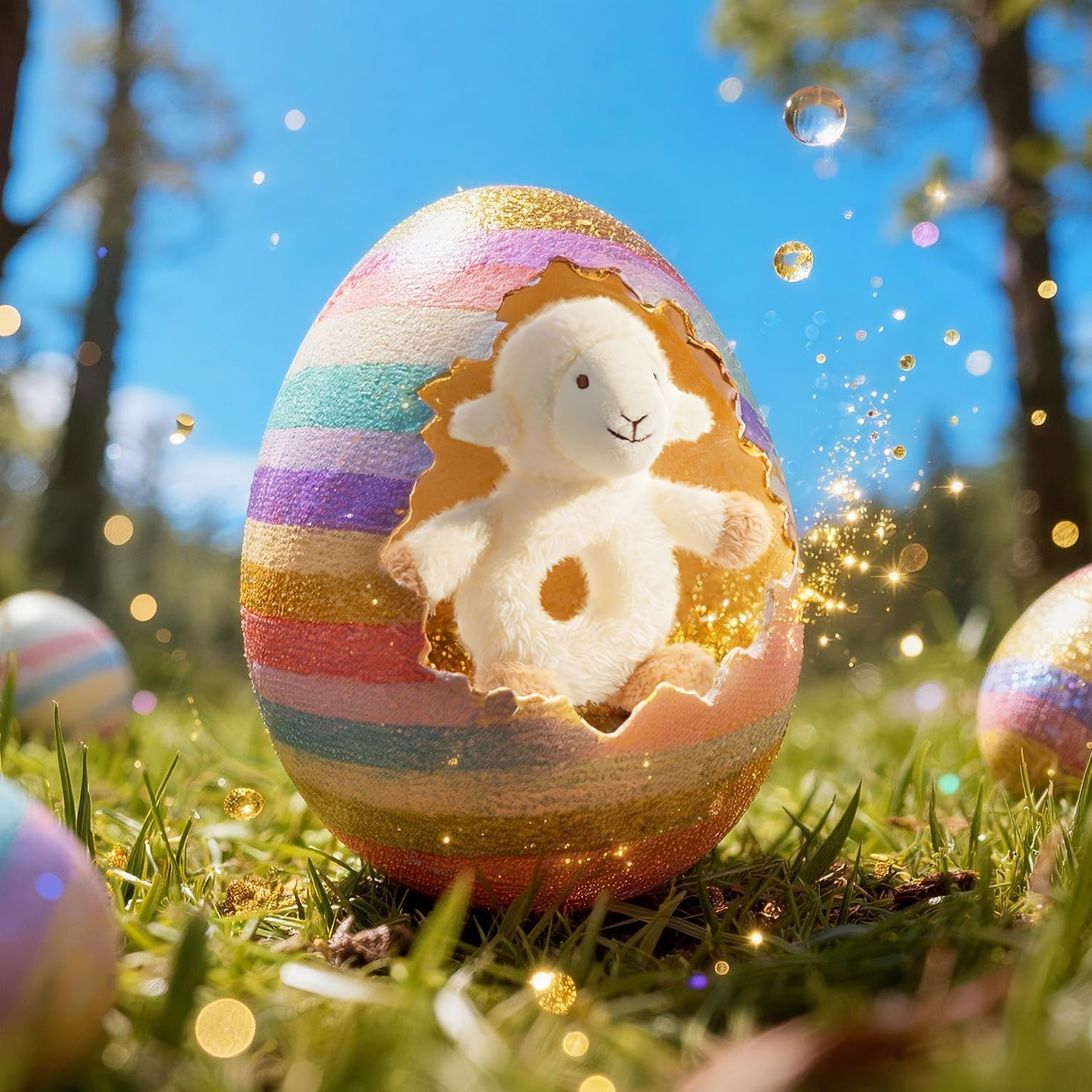 Apricot Lamb Baby Lamb Soft Rattle Toy, Plush Stuffed Animal for Newborn Soft Hand Grip Shaker over 0 Months (Lamb, 4 Inches) image number 1