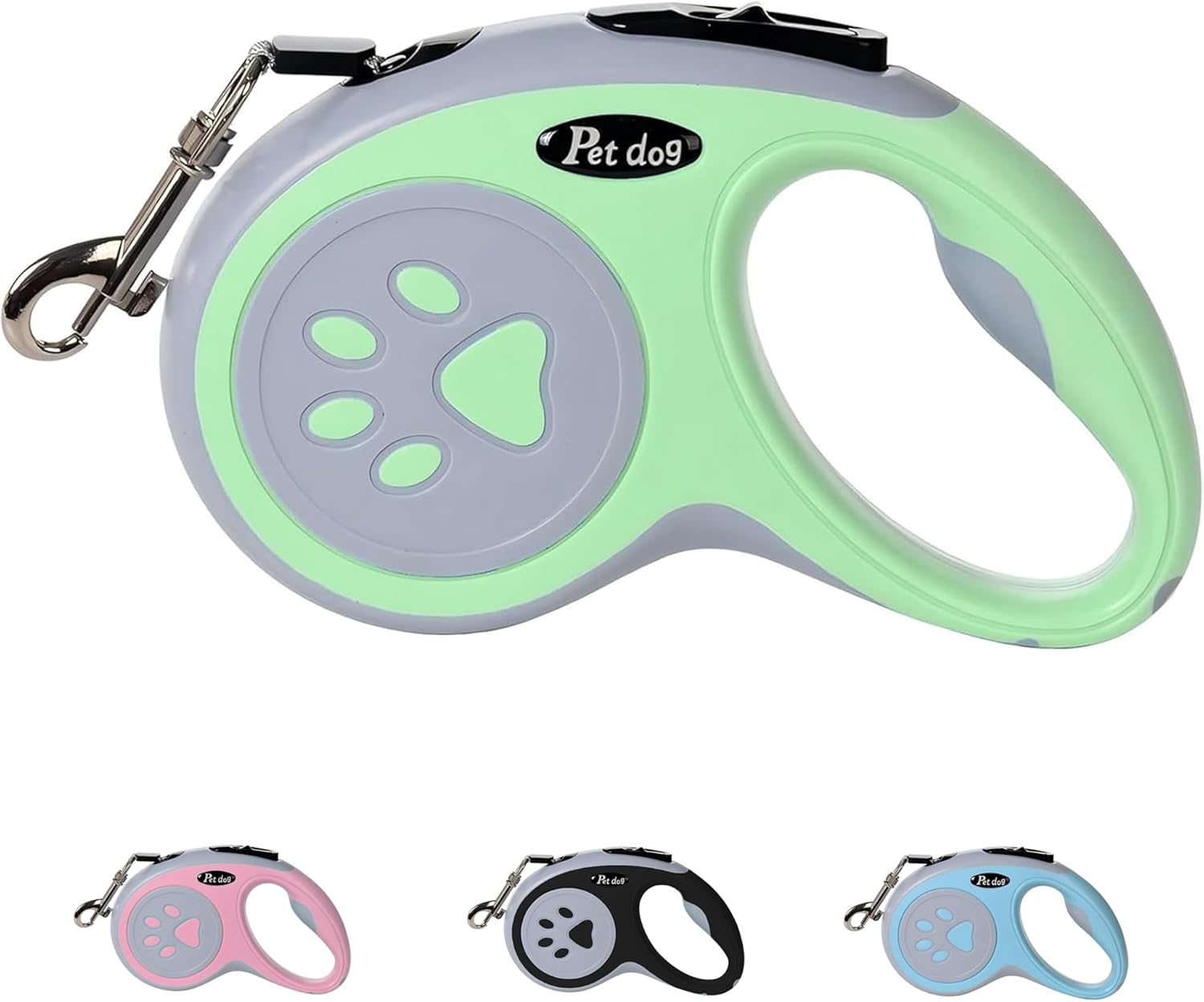 Retractable Dog Lead, 5M/16FT Extendable Dog Training Lead with Strong Nylon Tape, Tangle-Free One-Handed Brake&Pause, Lock for Small Medium Dogs (Blue)