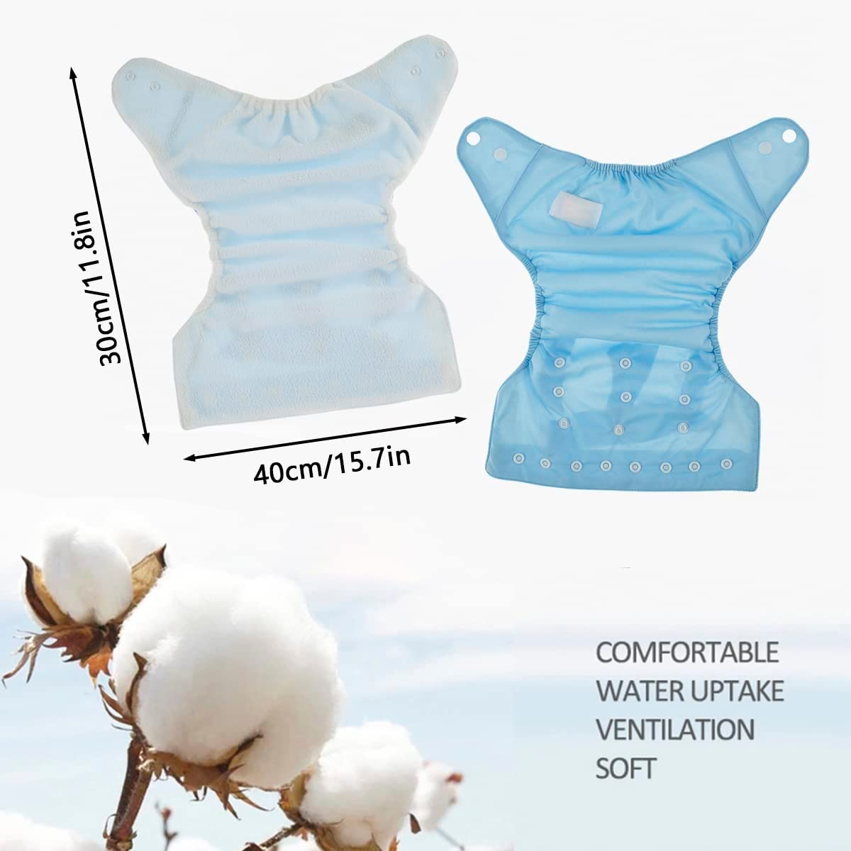 7Pcs Baby Cloth Nappies Reusable Pocket Nappy Washable Adjustable Cloth Diapers Super Absorbent Cloth Nappies Multi-Color Comfortable Cloth Diapers for Baby Infants Boys Girls