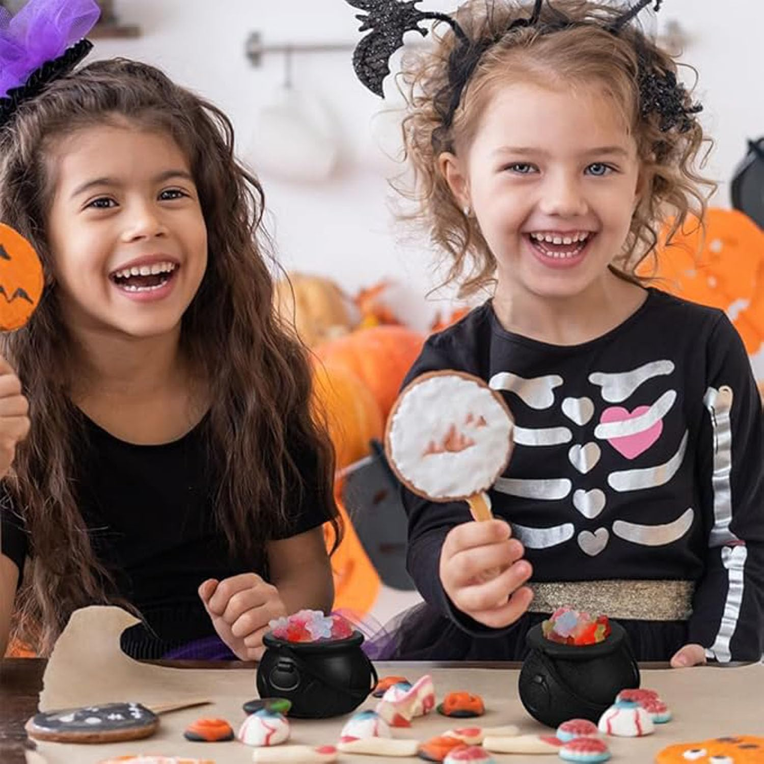 12 Pcs Black Mini Witch Cauldron Candy Bucket with Handle,Halloween Candy Holder Pot Portable Novelty Kettles Cups Trick or Treat Candy Pail Holder,Halloween St. Patrick'S Party Favors image number 3