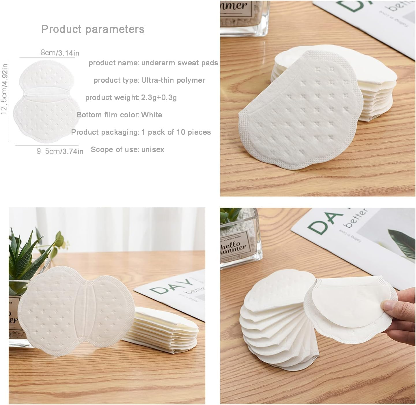 Underarm Sweat Absorbent Pads (100) - Ultimate Sweat Absorbent and Odor Control for Women/Men | Strong Adhesive Invisible Design for Gym, Office and Everyday Wear Pads with Dry Keeping Technology