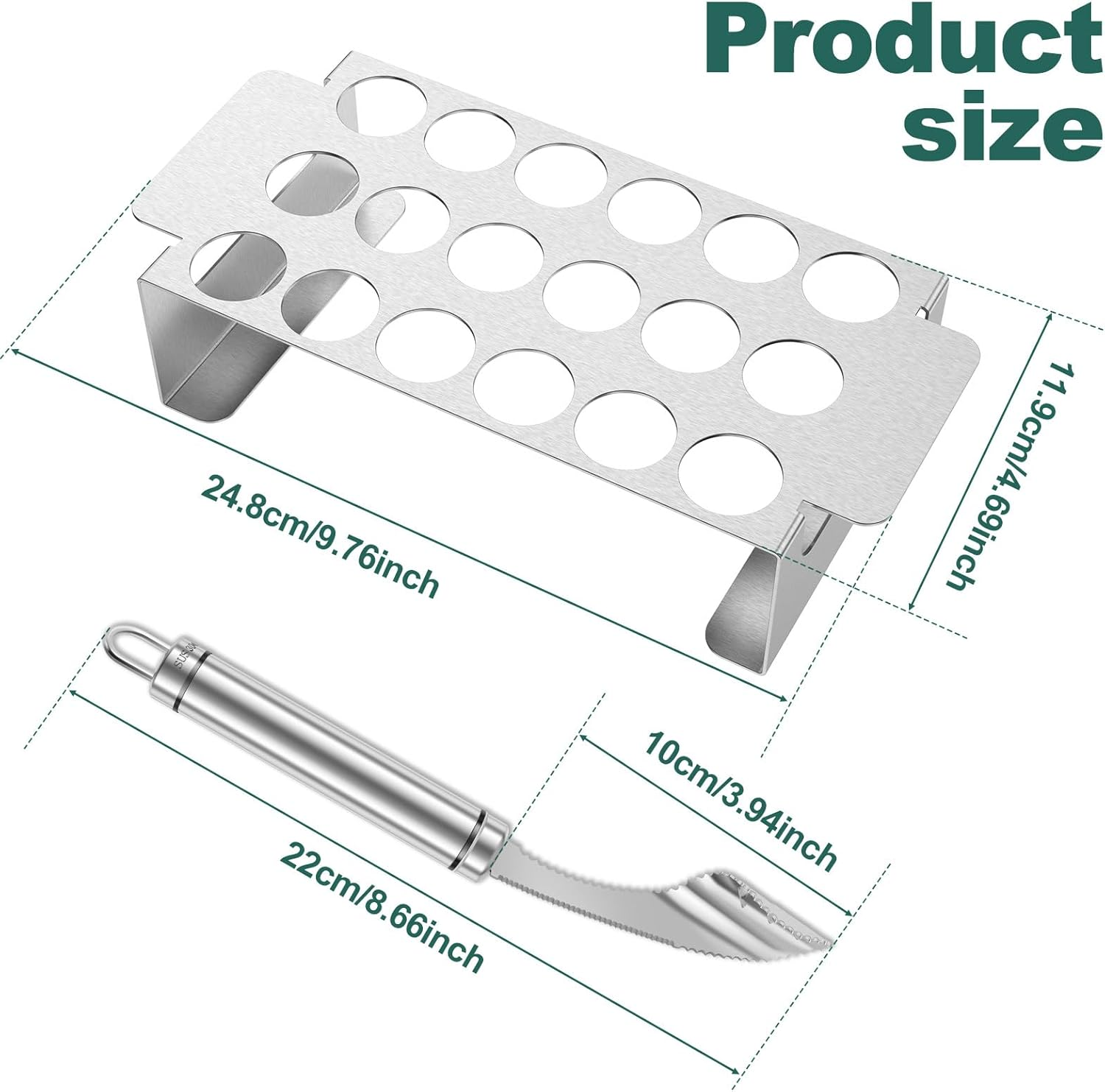 Abizarch 2Pcs Jalapeno Grill Rack with Pepper Corer Tool 18 Holes Pepper Grilling Rack Stainless Steel Chili Roasting Rack Rustproof Dishwasher Safe BBQ Pepper Holder for BBQ Pepper Chilli Chicken Win image number 2
